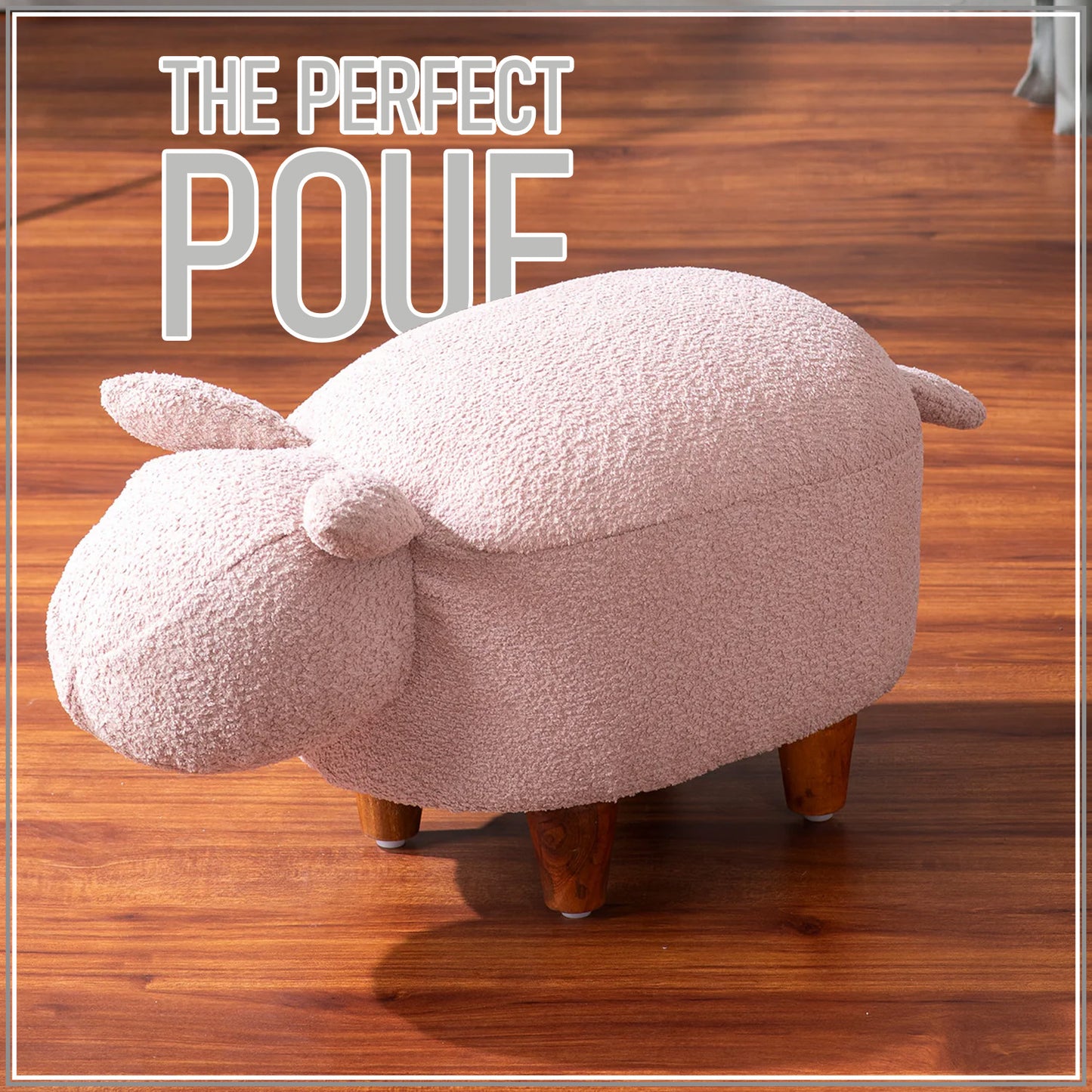 Whiskers Collection Bunny Rabbit Pouf Seating For Kids Room Pink
