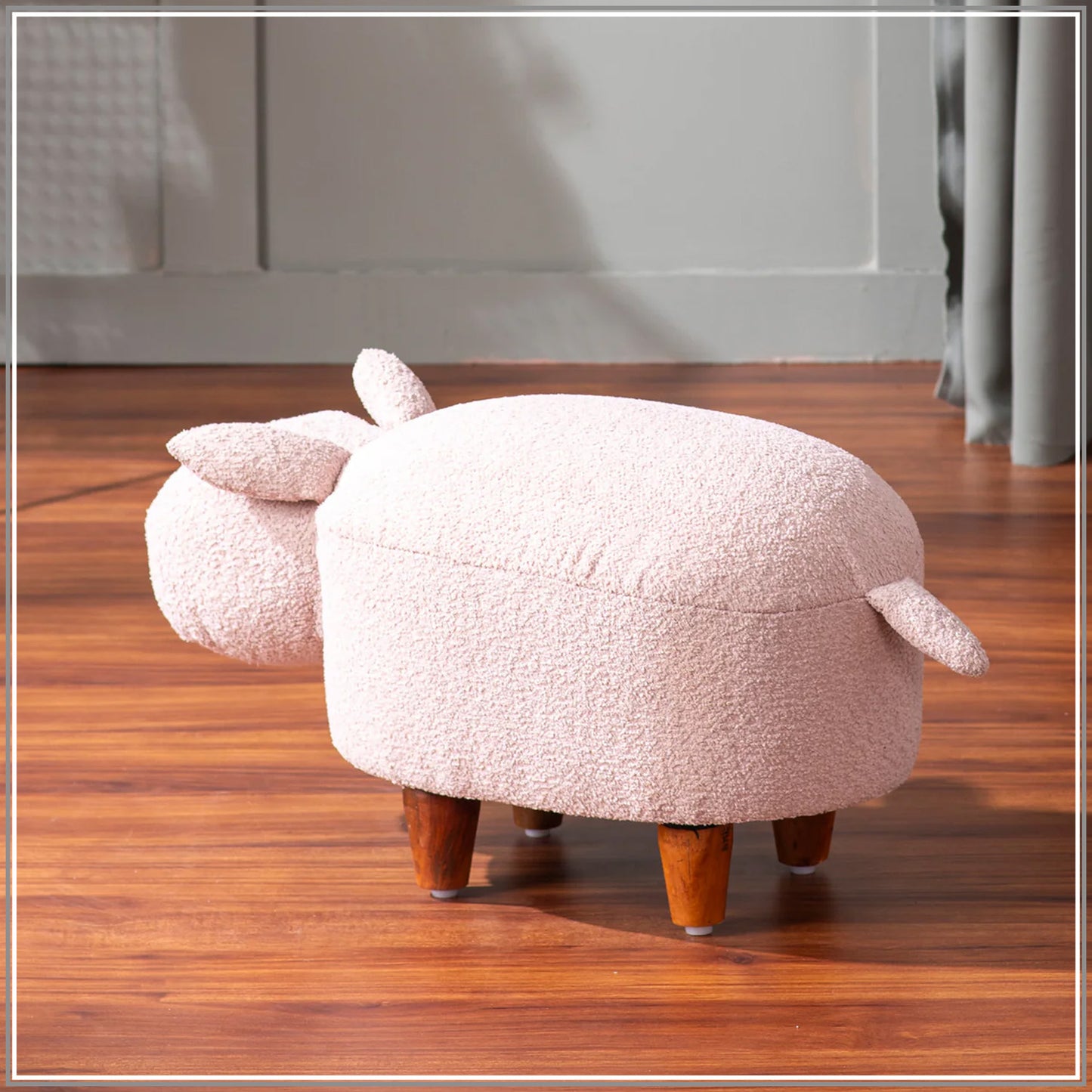 Whiskers Collection Bunny Rabbit Pouf Seating For Kids Room Pink
