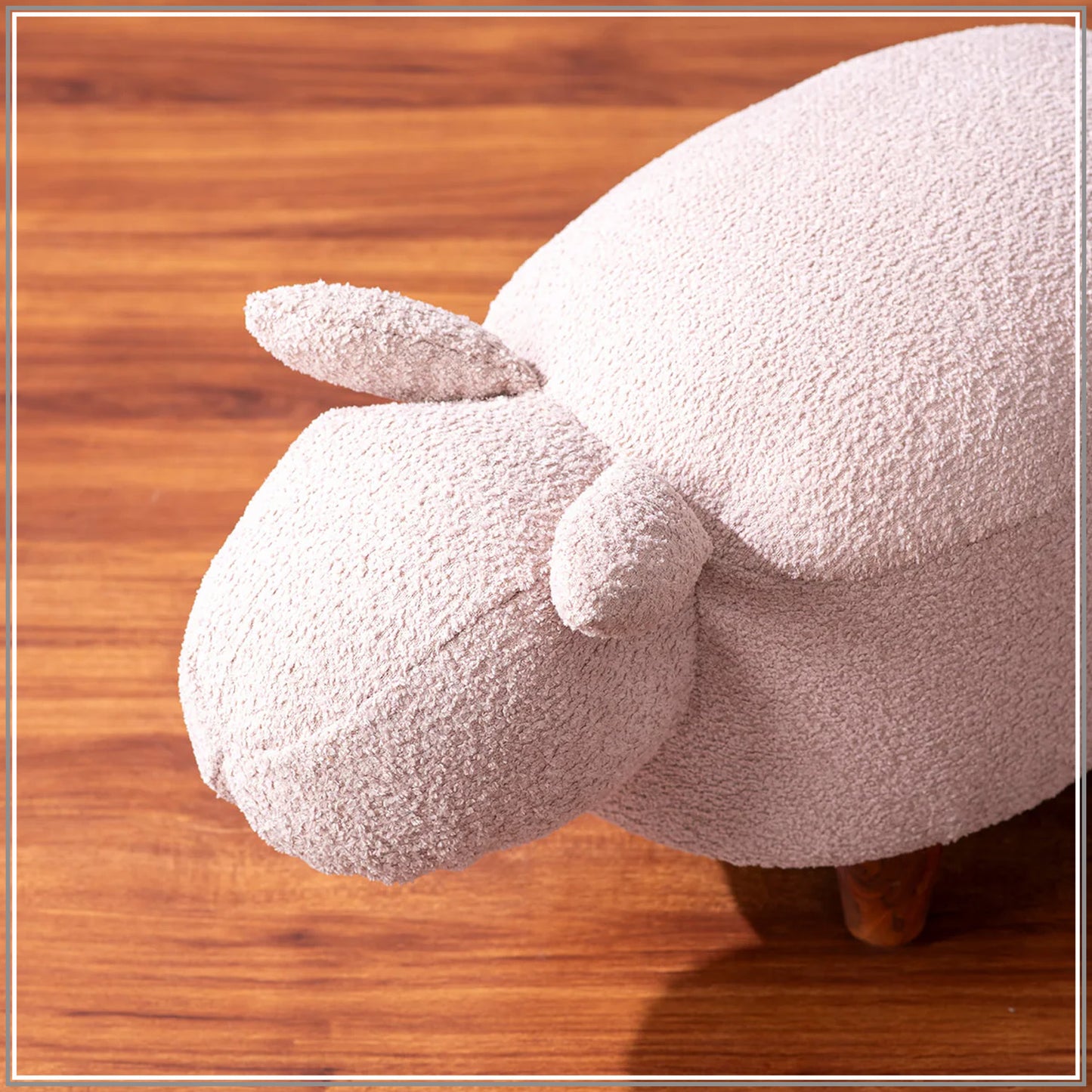 Whiskers Collection Bunny Rabbit Pouf Seating For Kids Room Pink