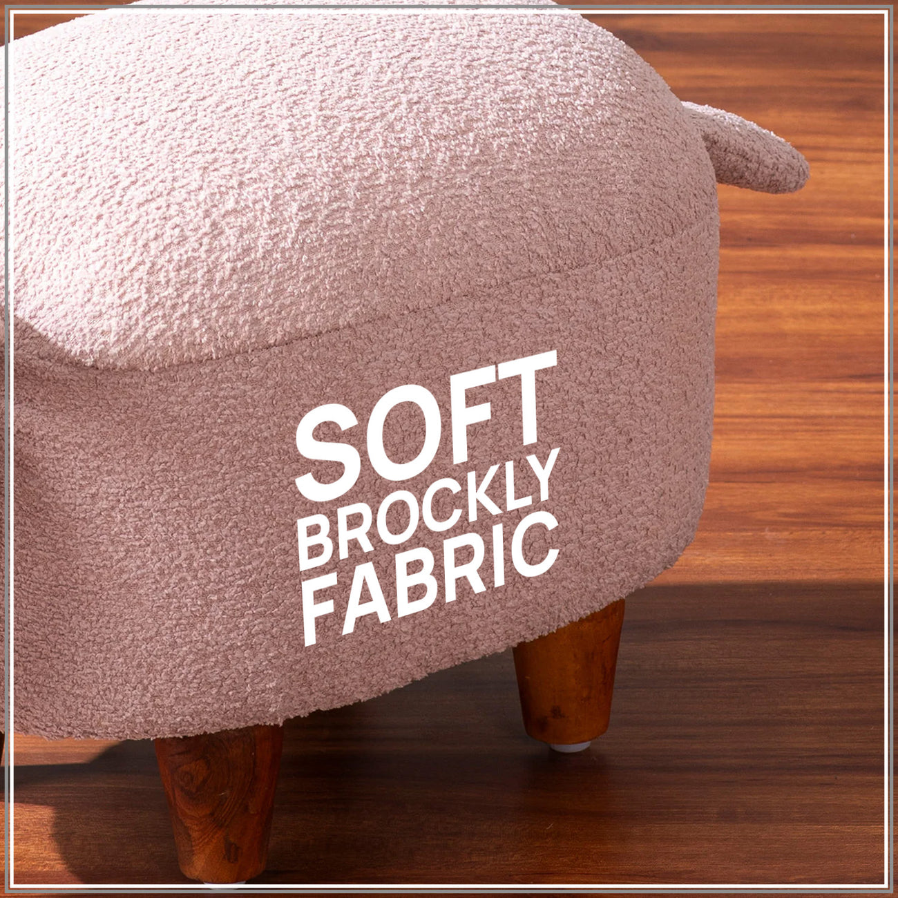 Whiskers Collection Bunny Rabbit Pouf Seating For Kids Room Pink