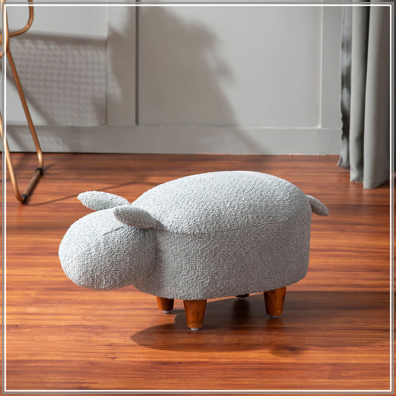 Whiskers Collection Bunny Rabbit Pouf Seating For Kids Room Blue