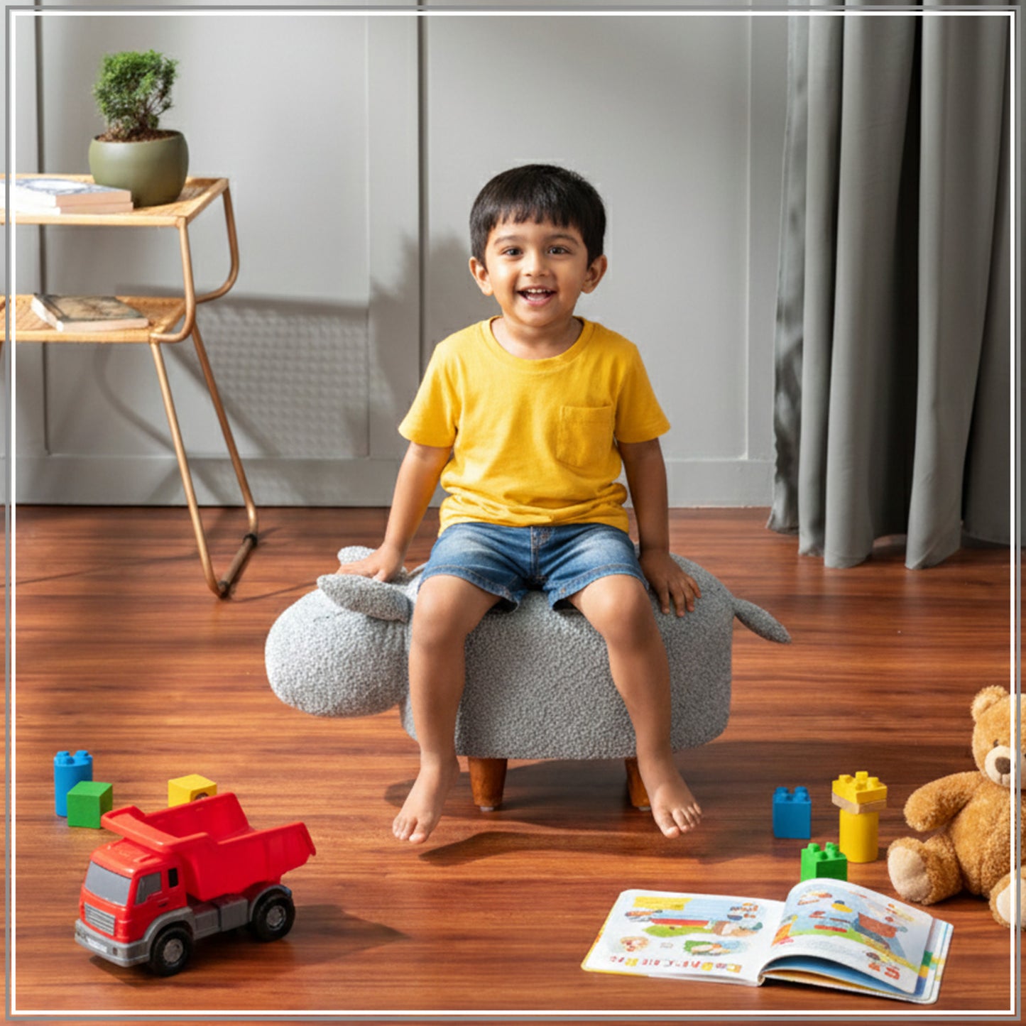 Whiskers Collection Bunny Rabbit Pouf Seating For Kids Room Blue Set Of 2