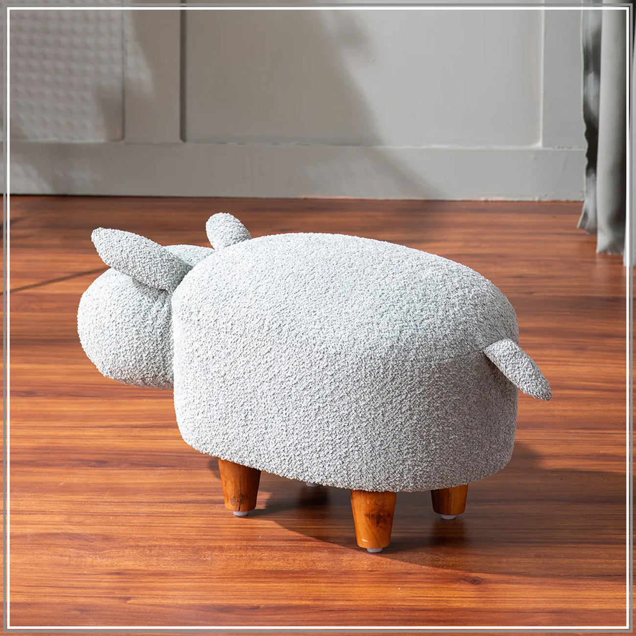 Whiskers Collection Bunny Rabbit Pouf Seating For Kids Room Blue