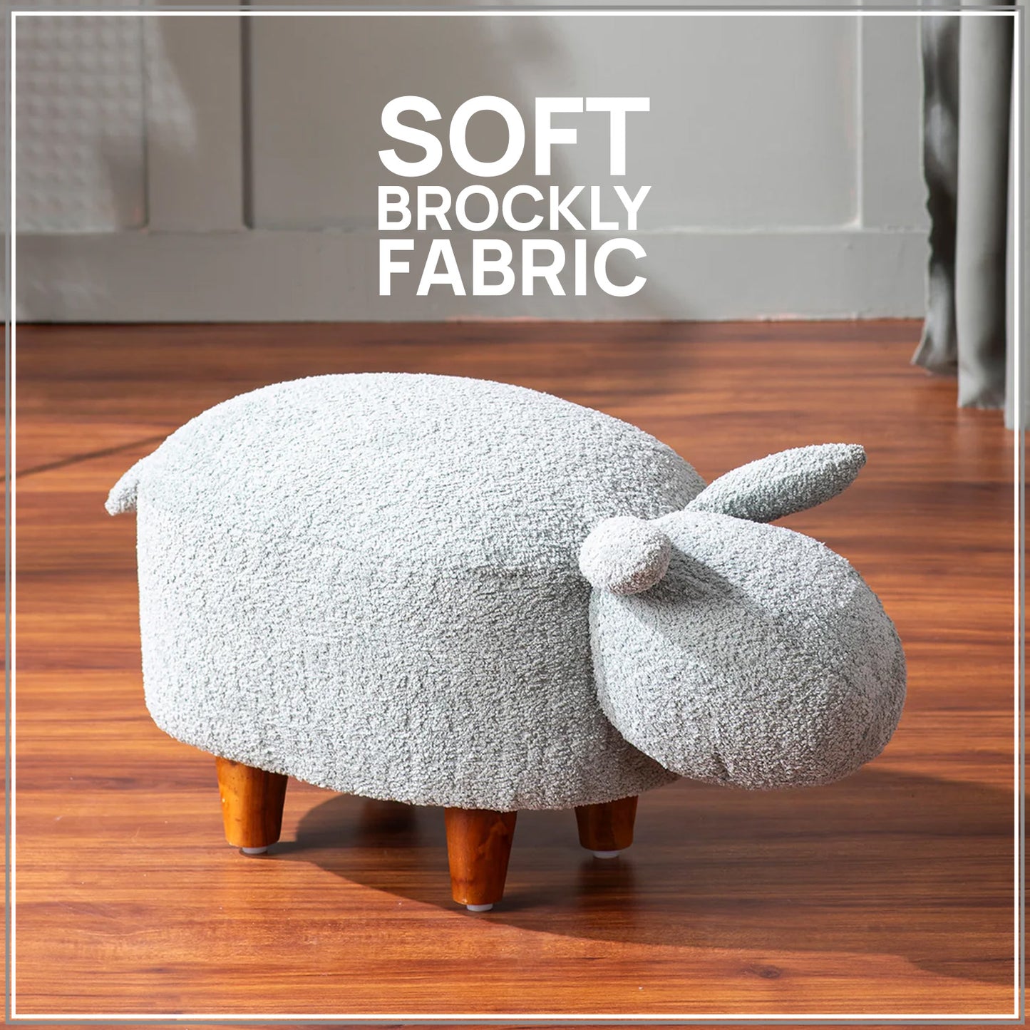Whiskers Collection Bunny Rabbit Pouf Seating For Kids Room Blue