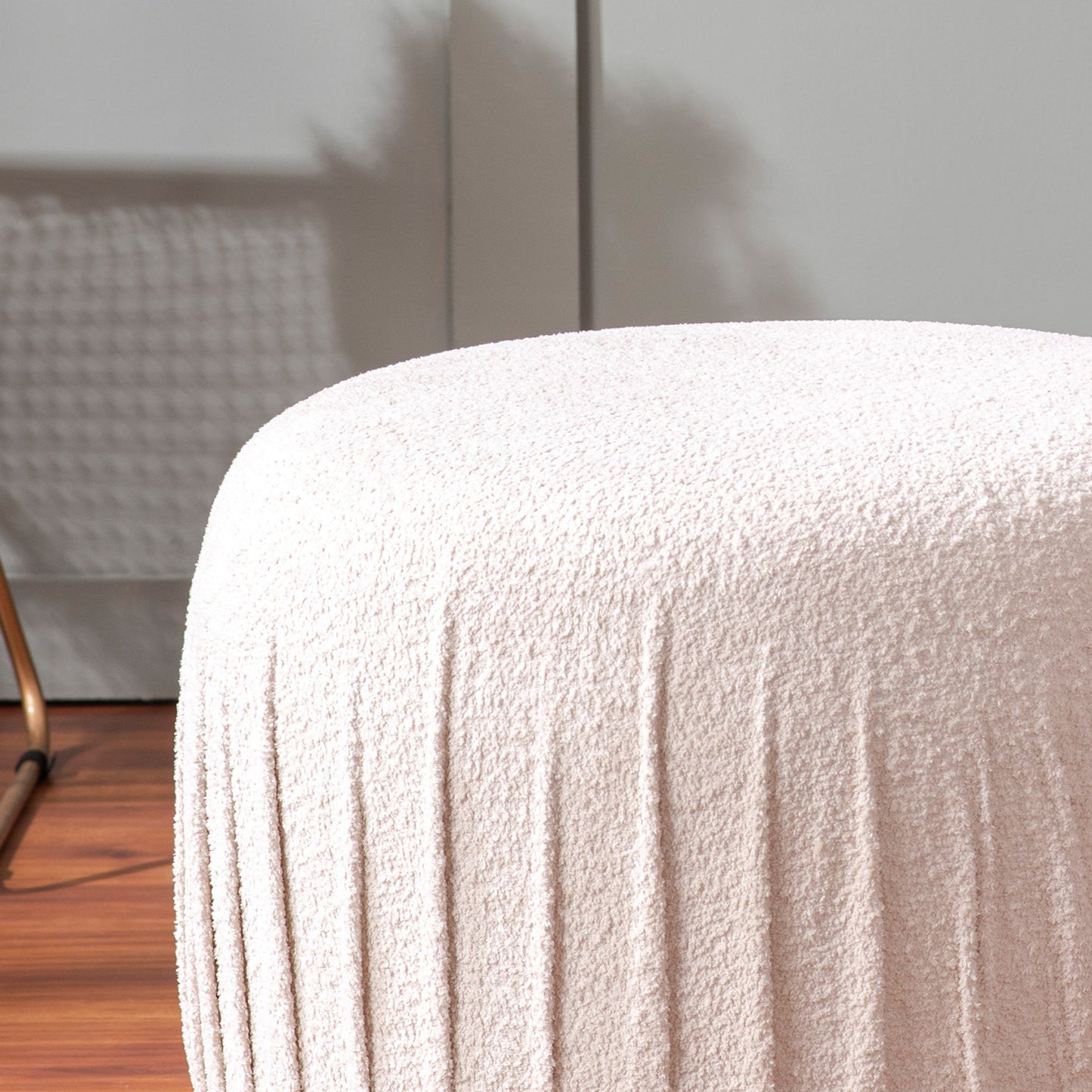 Luxe Collection Cream Fabric Pouf Ottoman