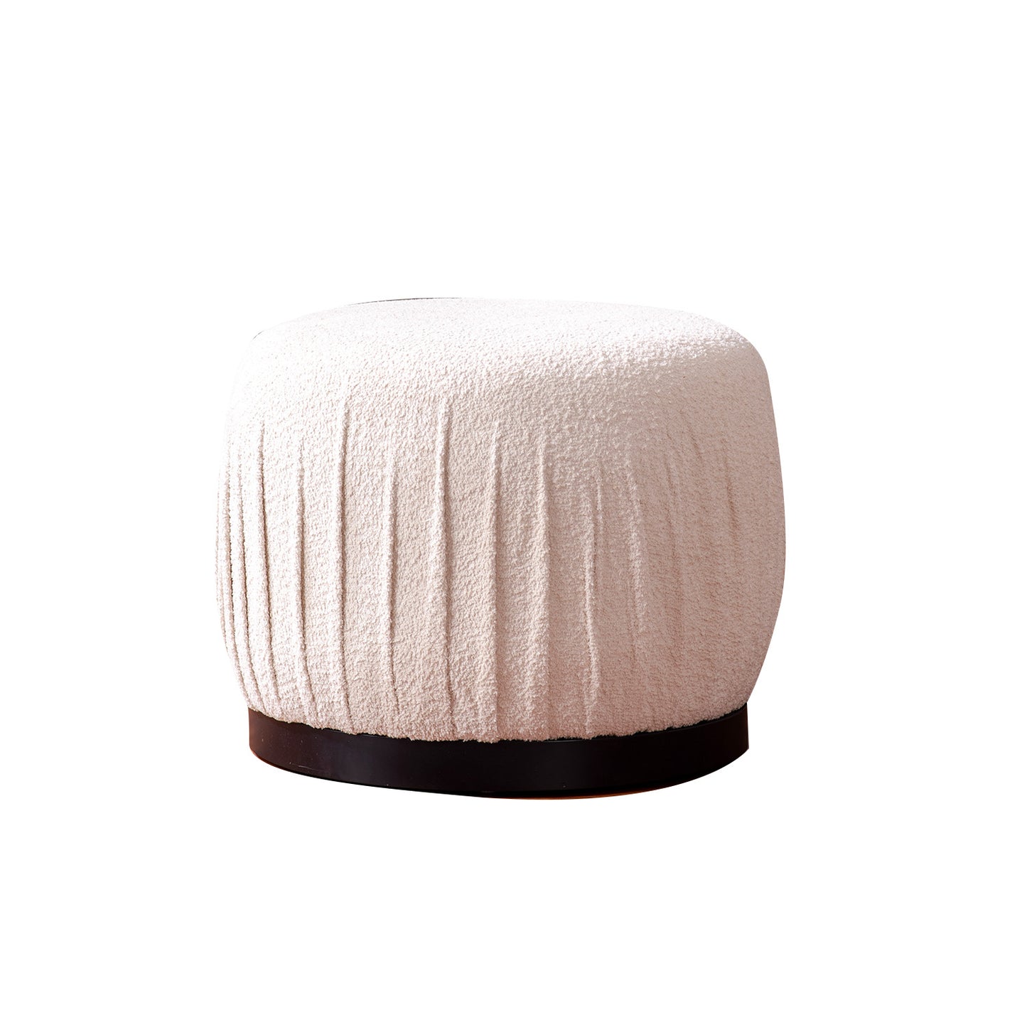 Luxe Collection Cream Fabric Pouf Ottoman