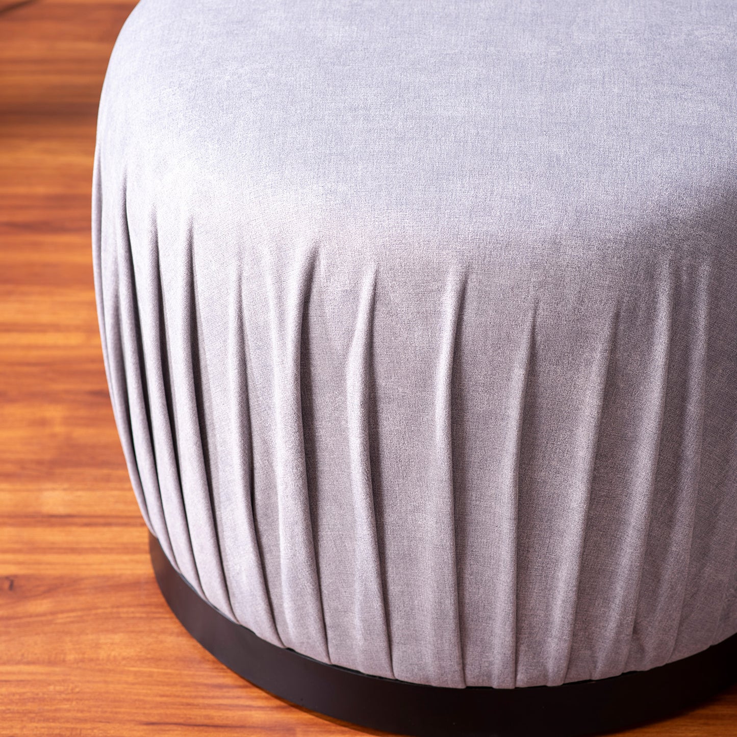 Luxe Collection Grey Fabric Pouf Ottoman Set Of 2