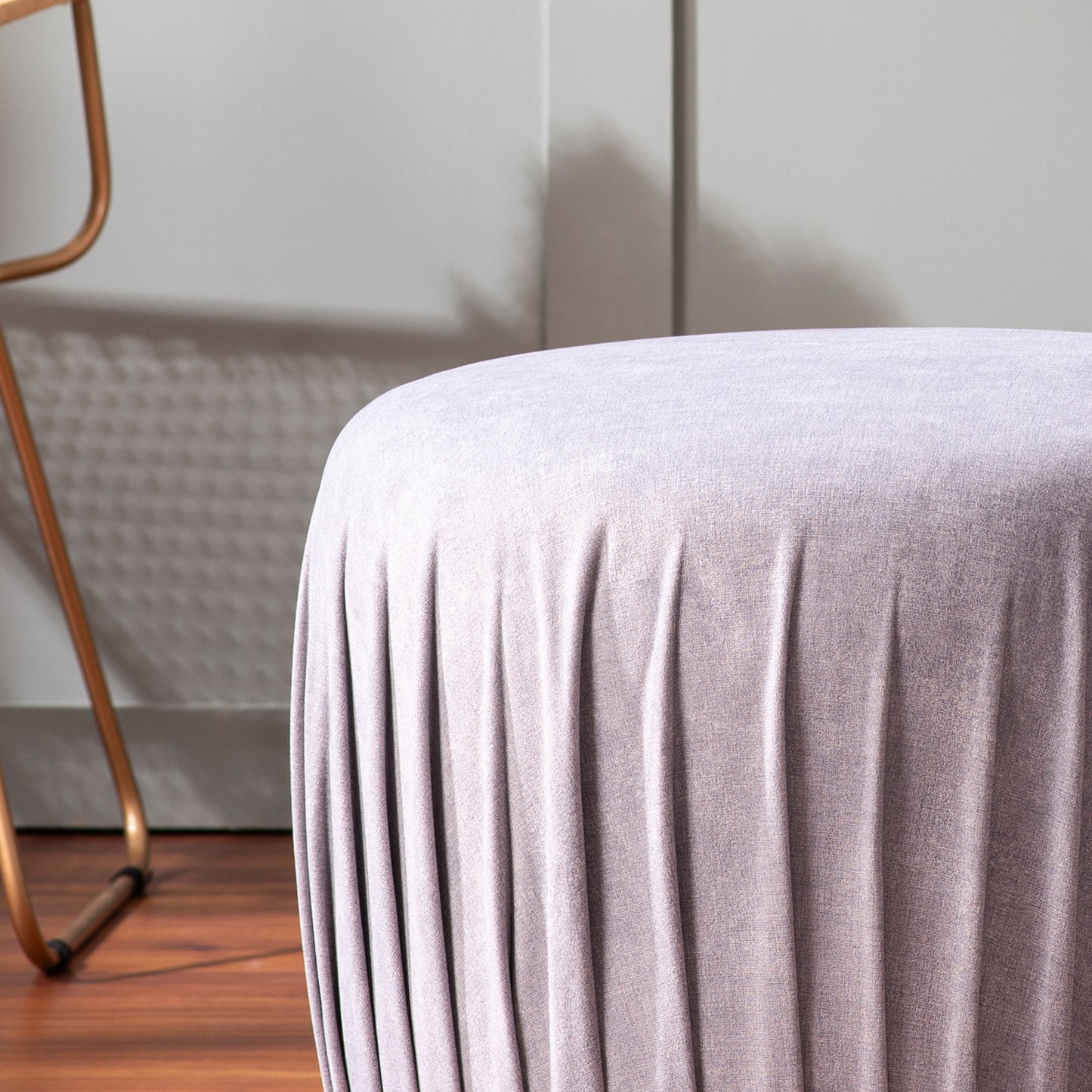 Luxe Collection Grey Fabric Pouf Ottoman Set Of 2