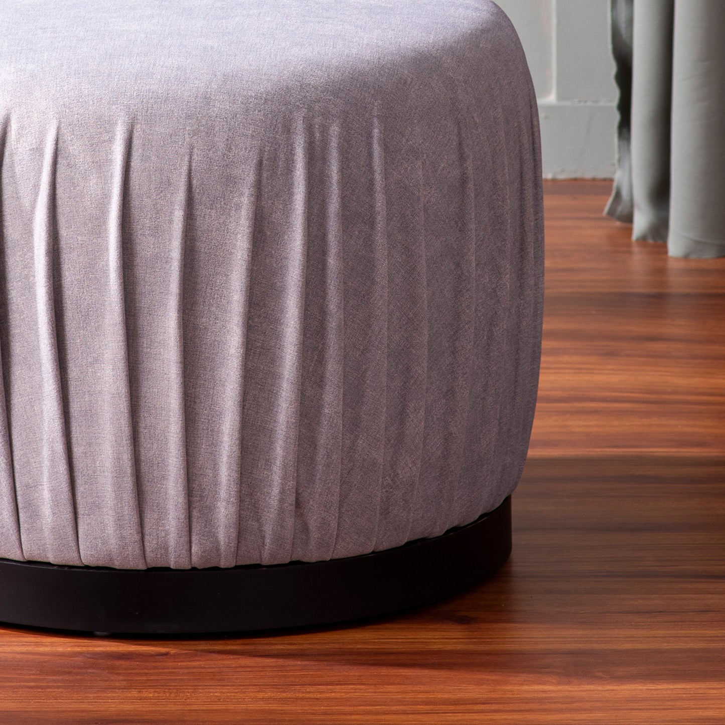 Luxe Collection Grey Fabric Pouf Ottoman Set Of 2