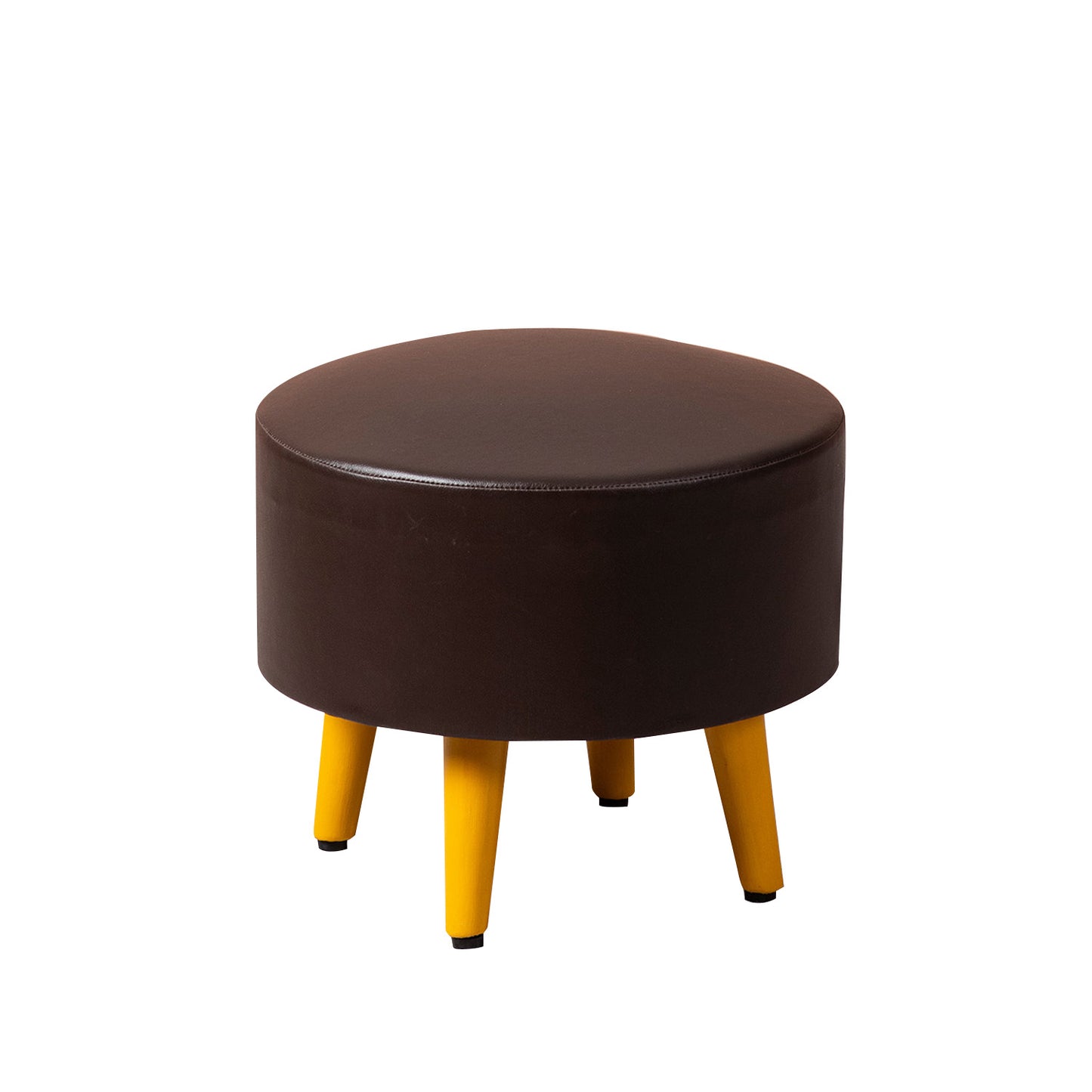 Axel Leatherette Wooden Ottoman in Brown Color