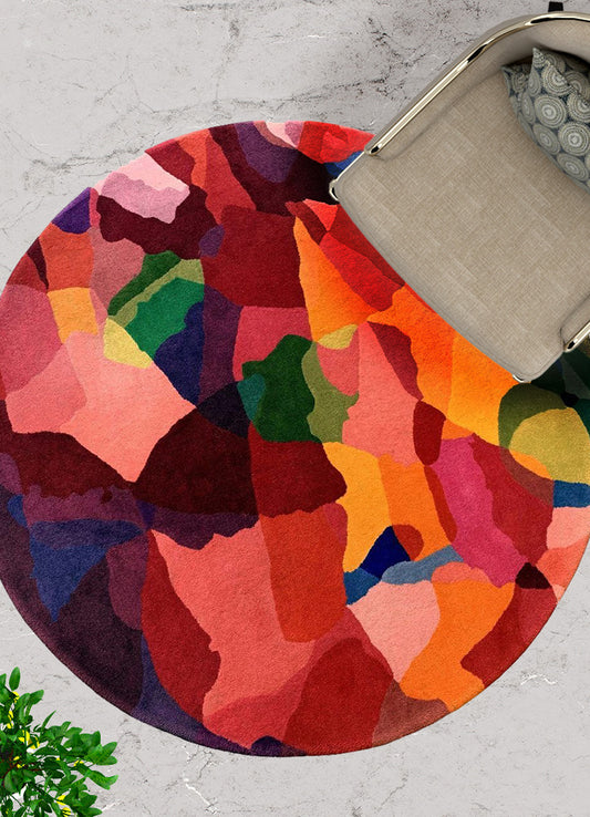Vibrant Abstract Wool Carpet