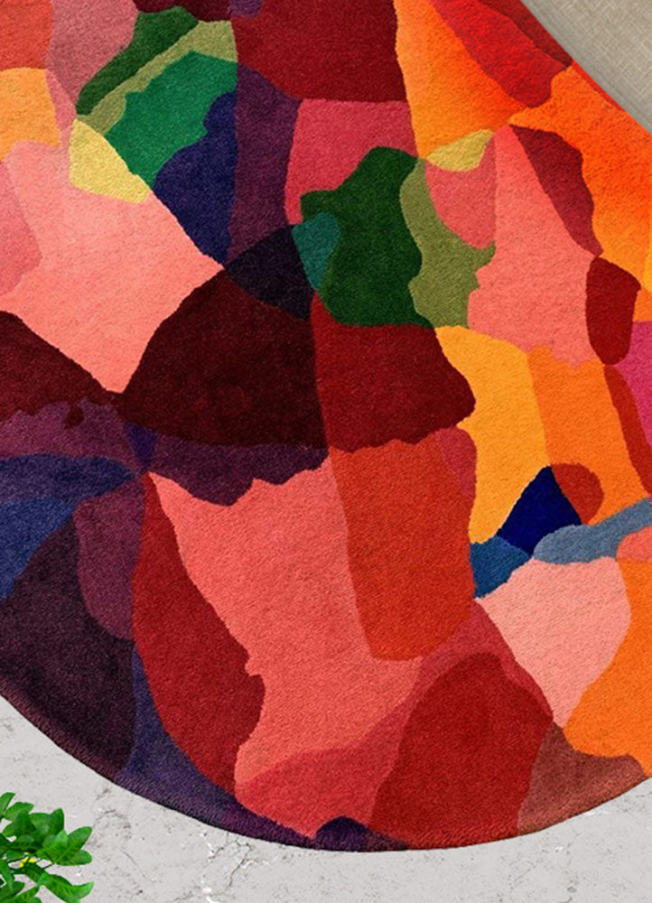 Vibrant Abstract Wool Carpet