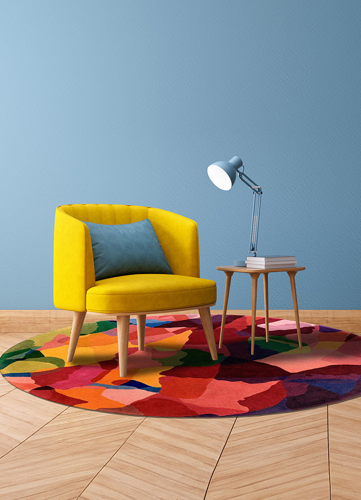 Vibrant Abstract Wool Carpet