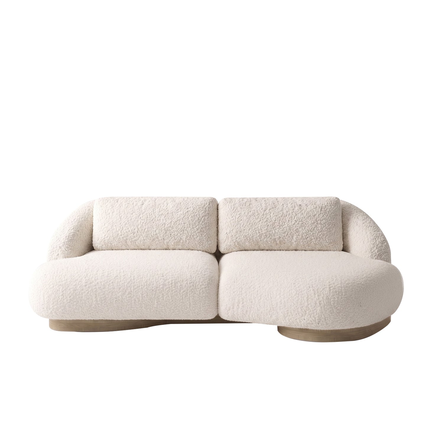 Lunara Curve Pearl White 3 - Seater Boucle Sofa