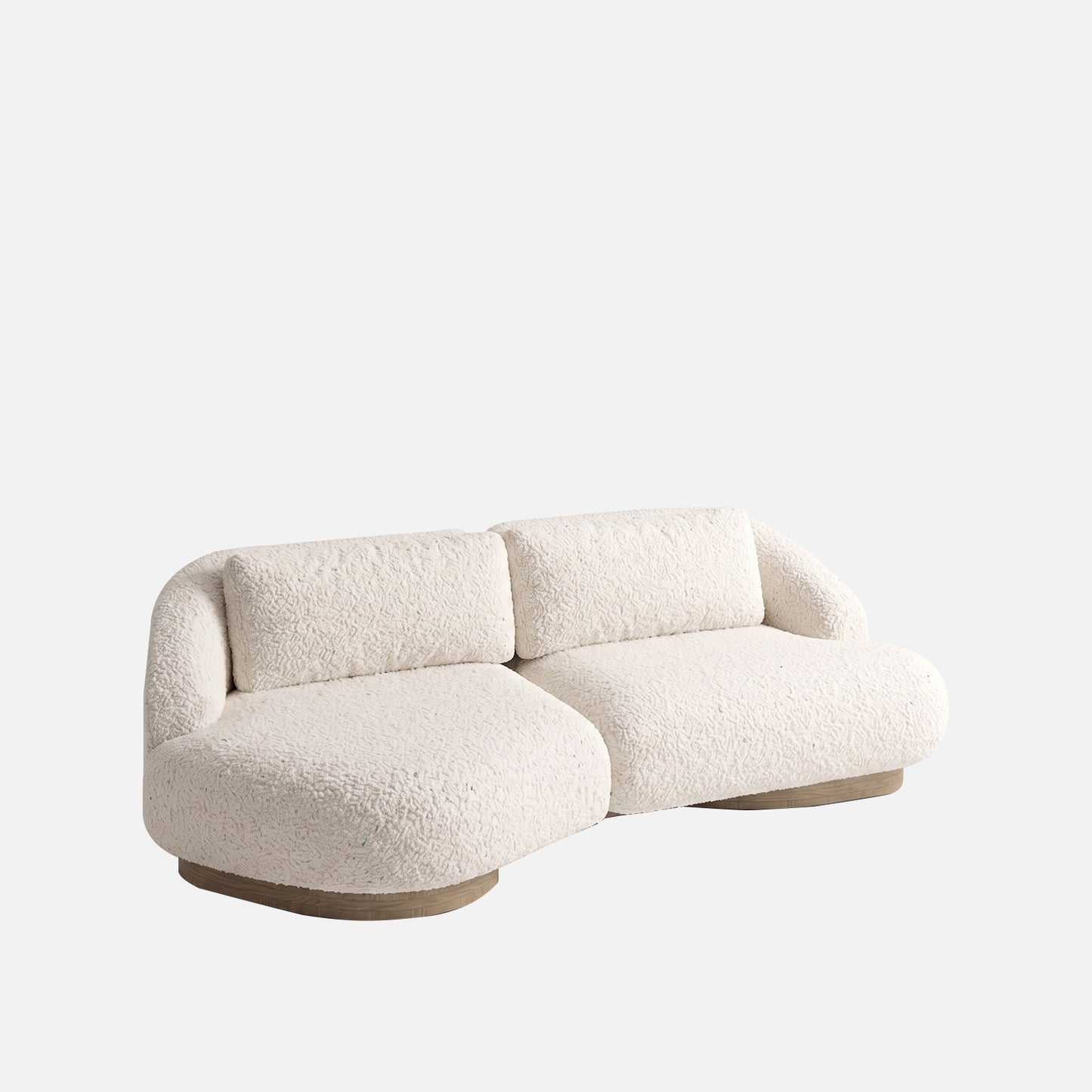 Lunara Curve Pearl White 3 - Seater Boucle Sofa