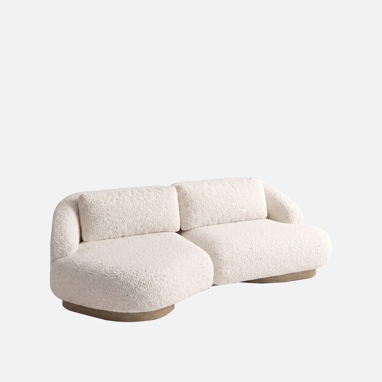 Lunara Curve Pearl White 3 - Seater Boucle Sofa