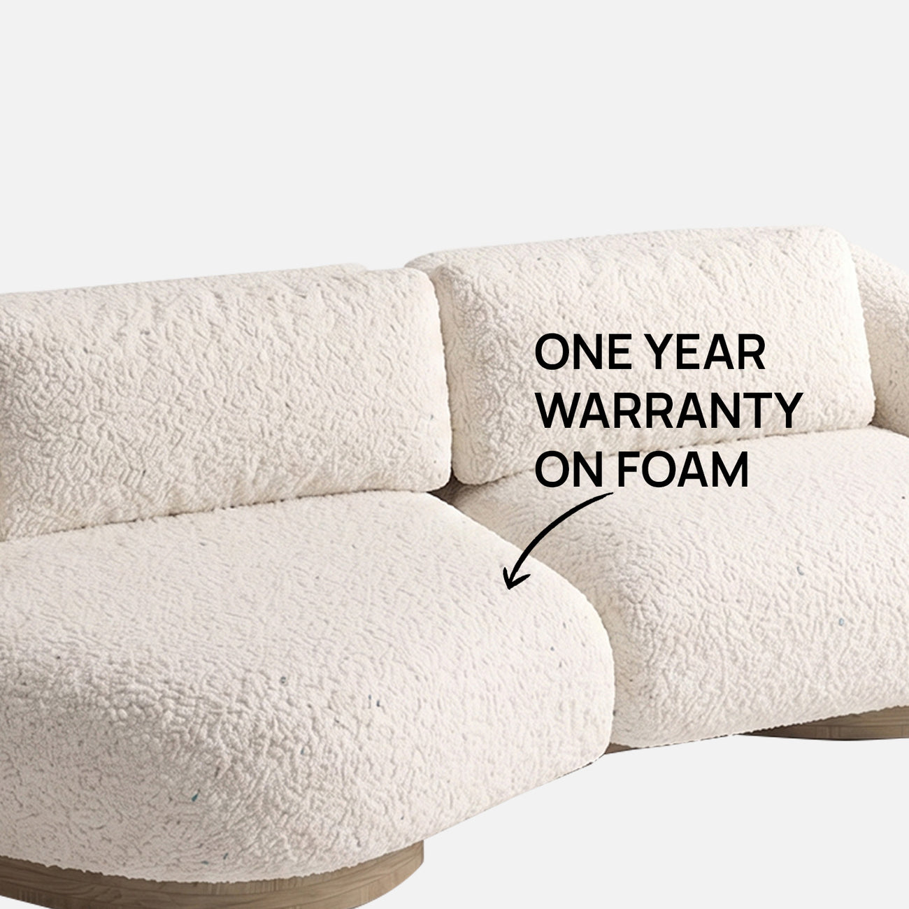 Lunara Curve Pearl White 3 - Seater Boucle Sofa