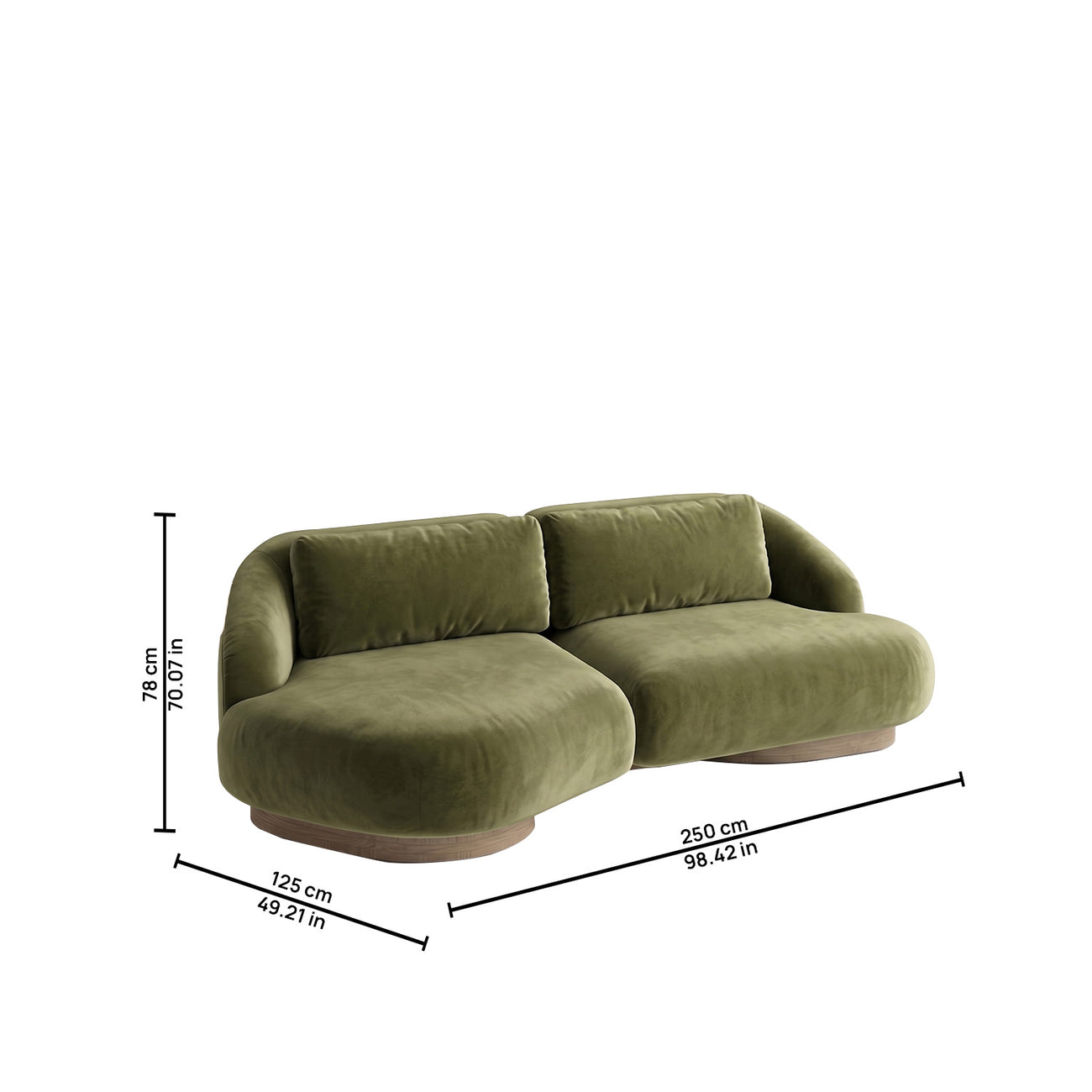 Lunara Curve Olive 3 - Seater Boucle Sofa