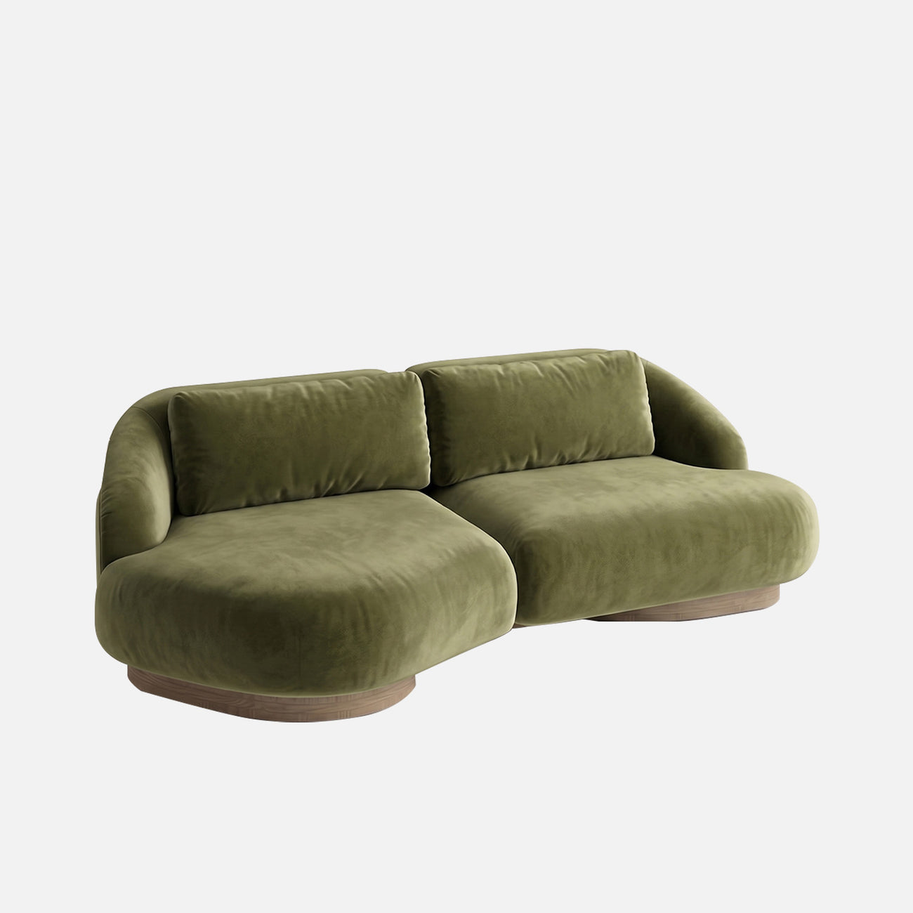 Lunara Curve Olive 3 - Seater Boucle Sofa