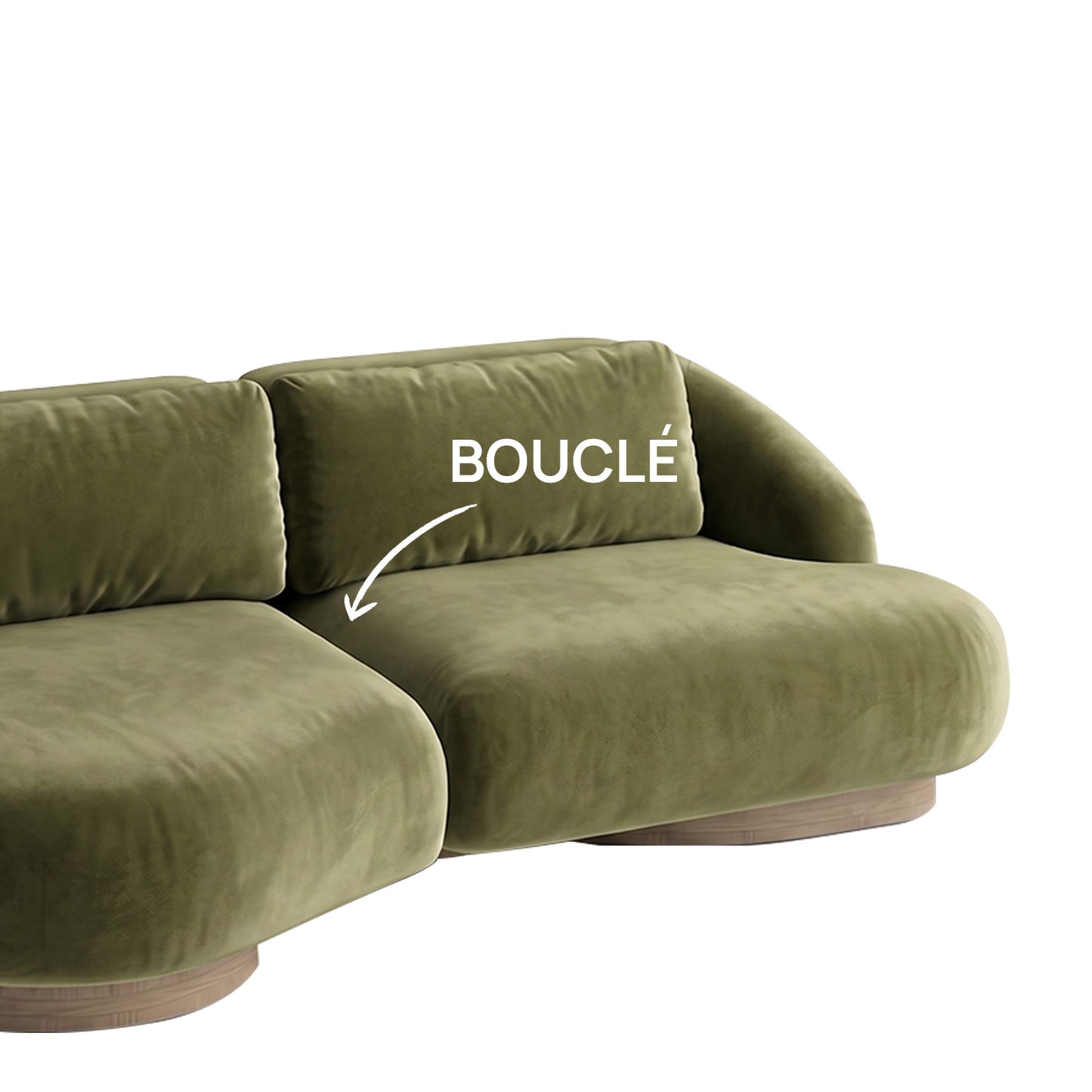 Lunara Curve Olive 3 - Seater Boucle Sofa