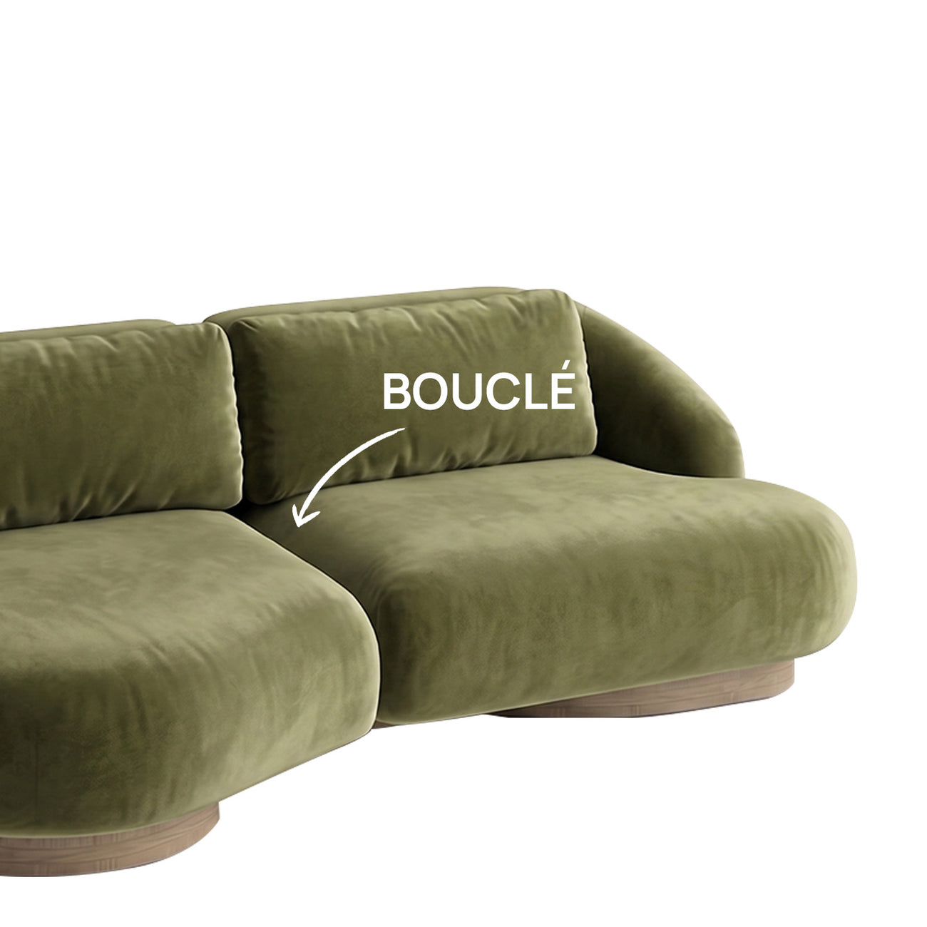 Lunara Curve Olive 3 - Seater Boucle Sofa