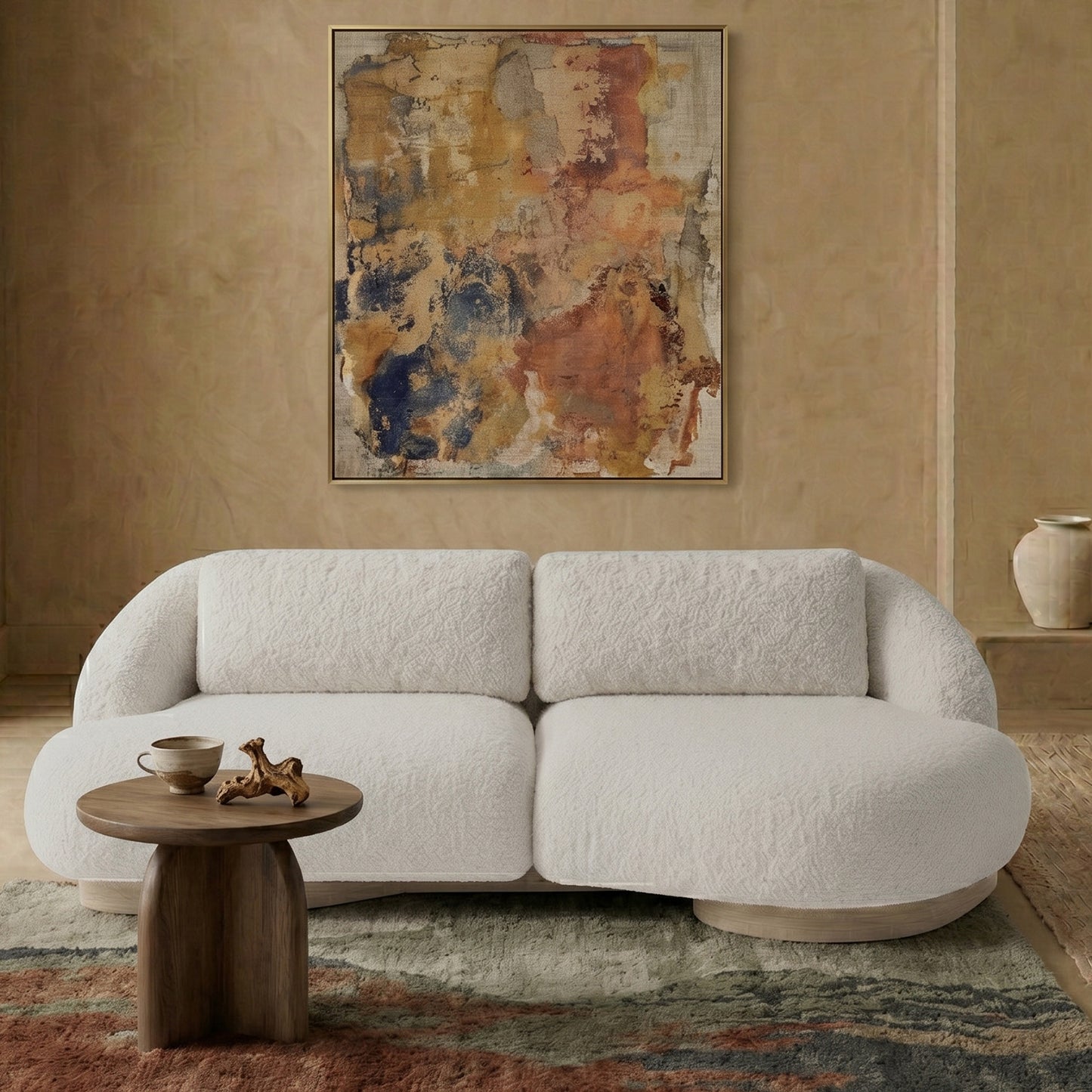 Lunara Curve Off White 3 - Seater Boucle Sofa