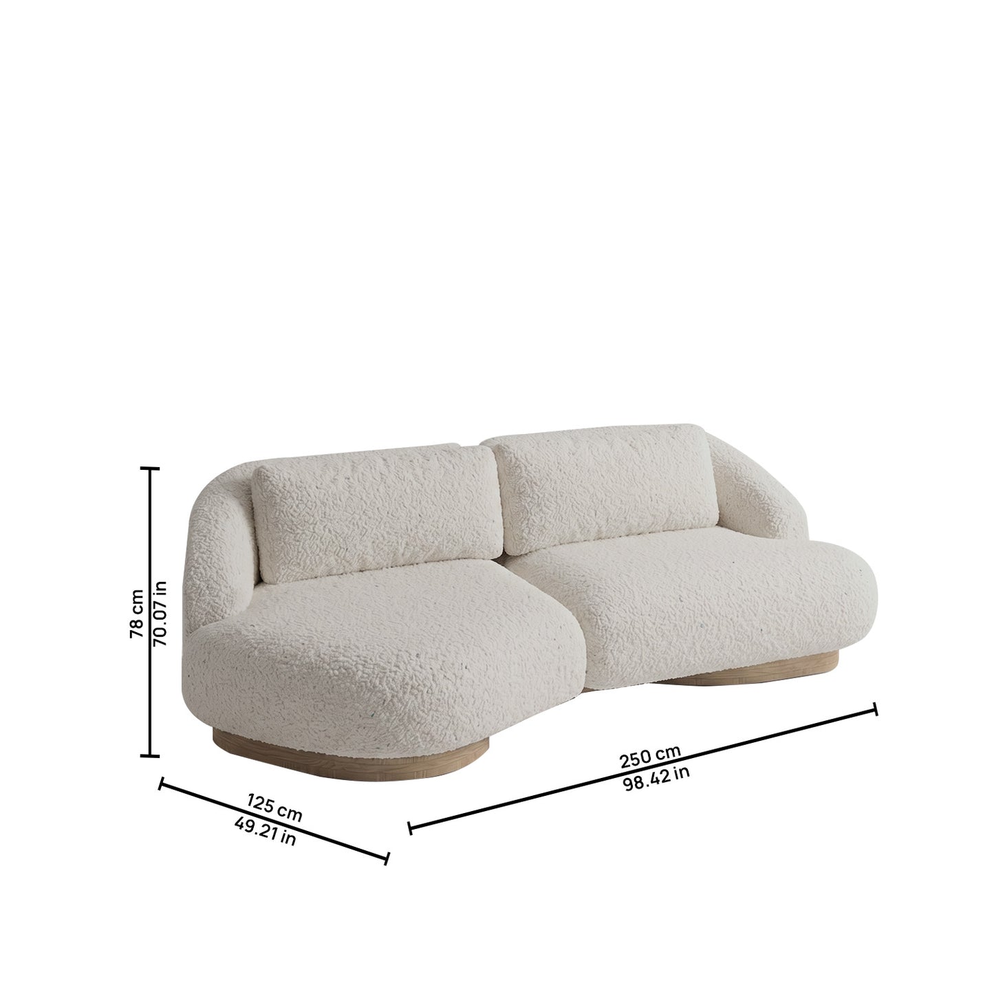 Lunara Curve Off White 3 - Seater Boucle Sofa