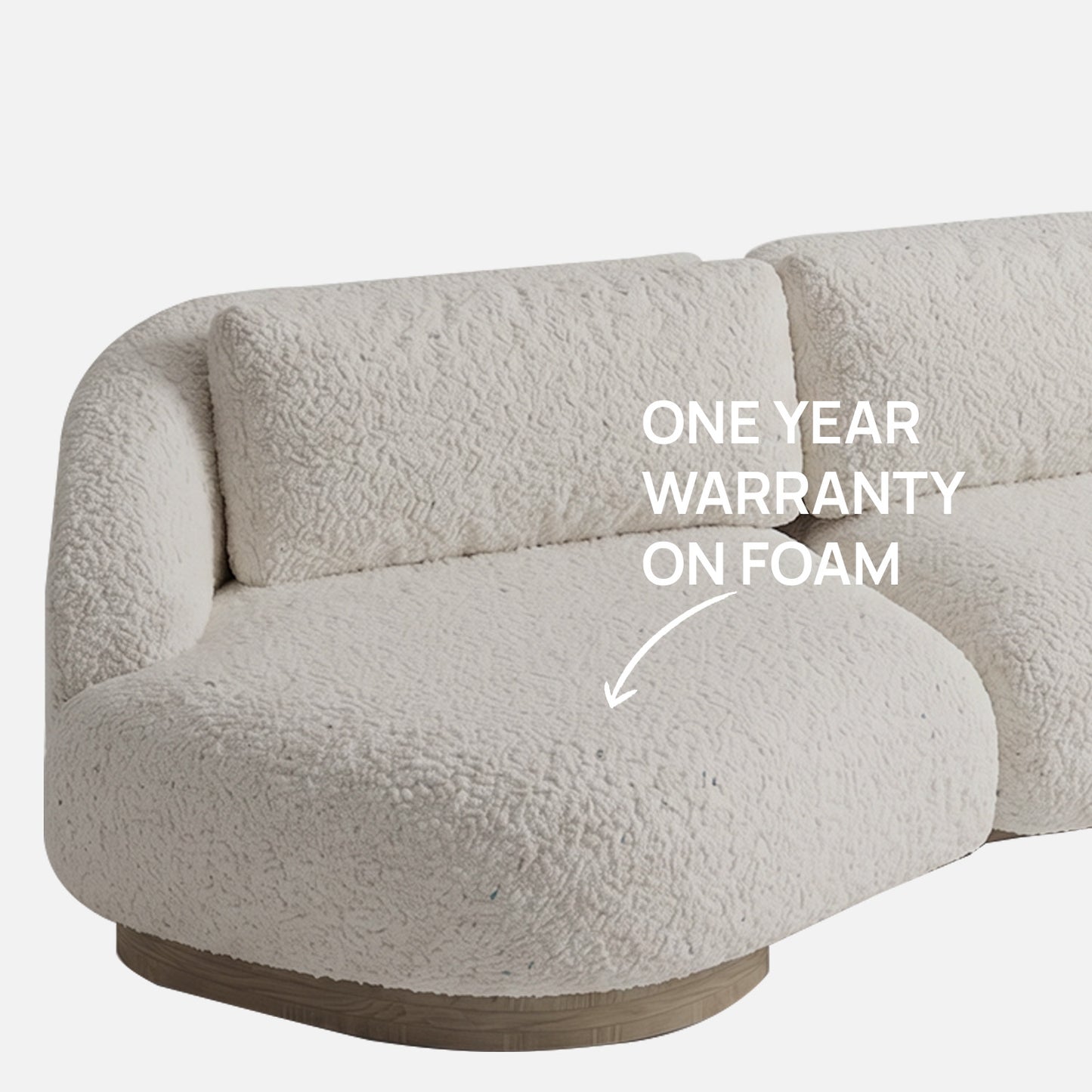 Lunara Curve Off White 3 - Seater Boucle Sofa