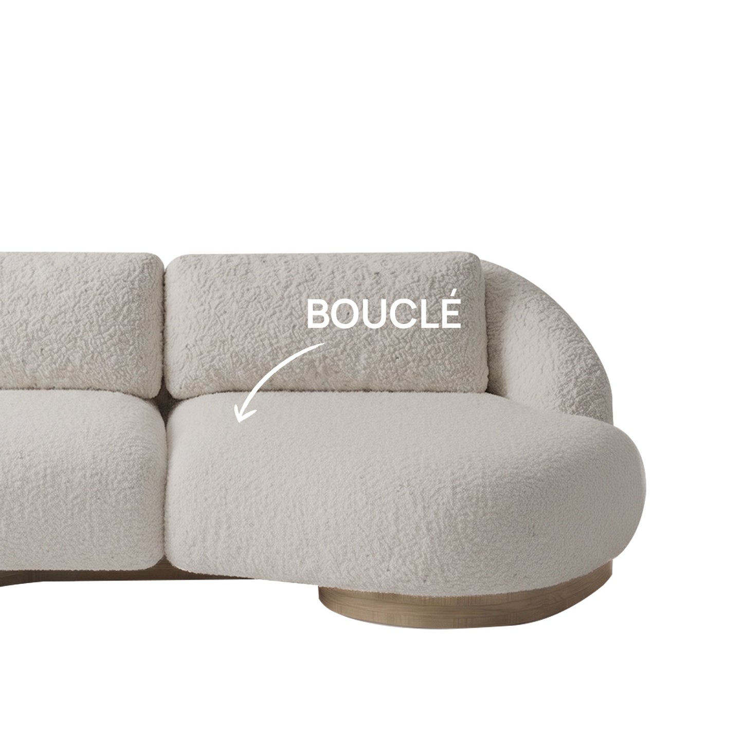 Lunara Curve Off White 3 - Seater Boucle Sofa