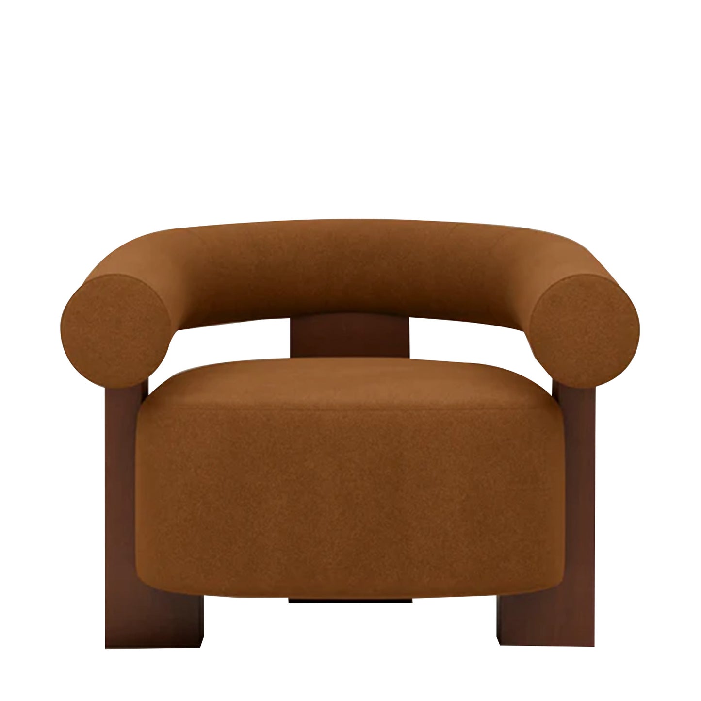 Rustova Frame Caramel Brown 1 - Seater Mohair Velvet Chair