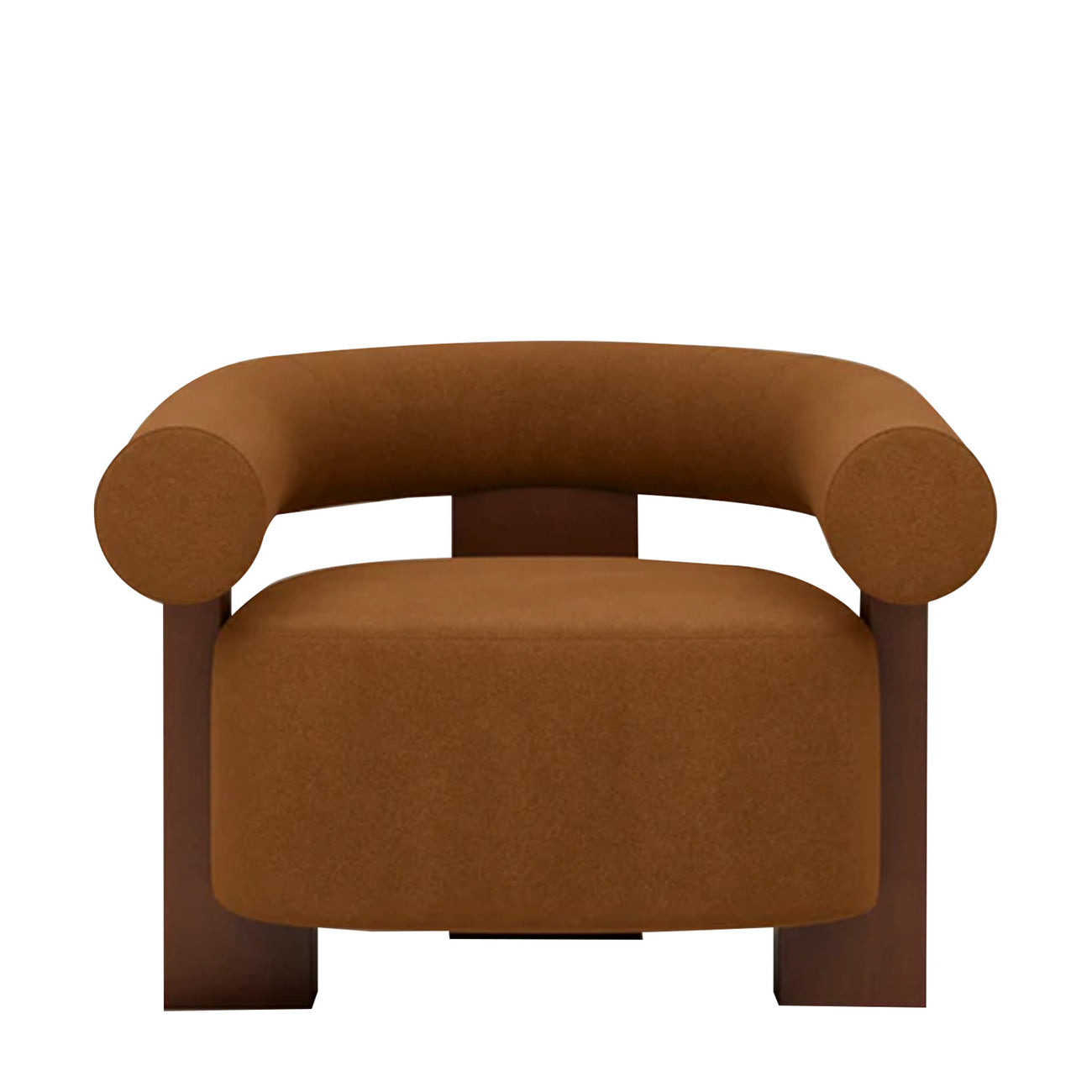 Rustova Frame Caramel Brown 1 - Seater Mohair Velvet Chair