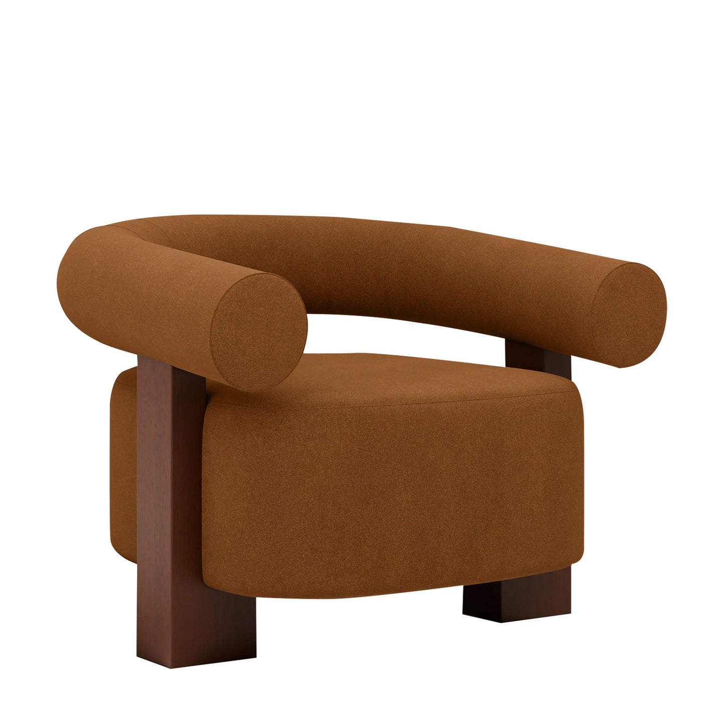 Rustova Frame Caramel Brown 1 - Seater Mohair Velvet Chair