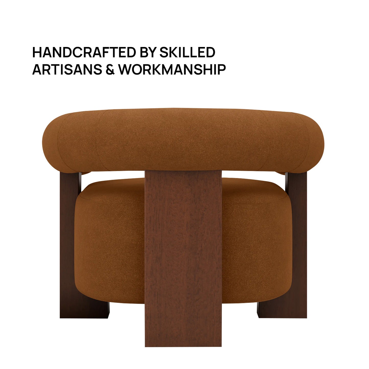 Rustova Frame Caramel Brown 1 - Seater Mohair Velvet Chair