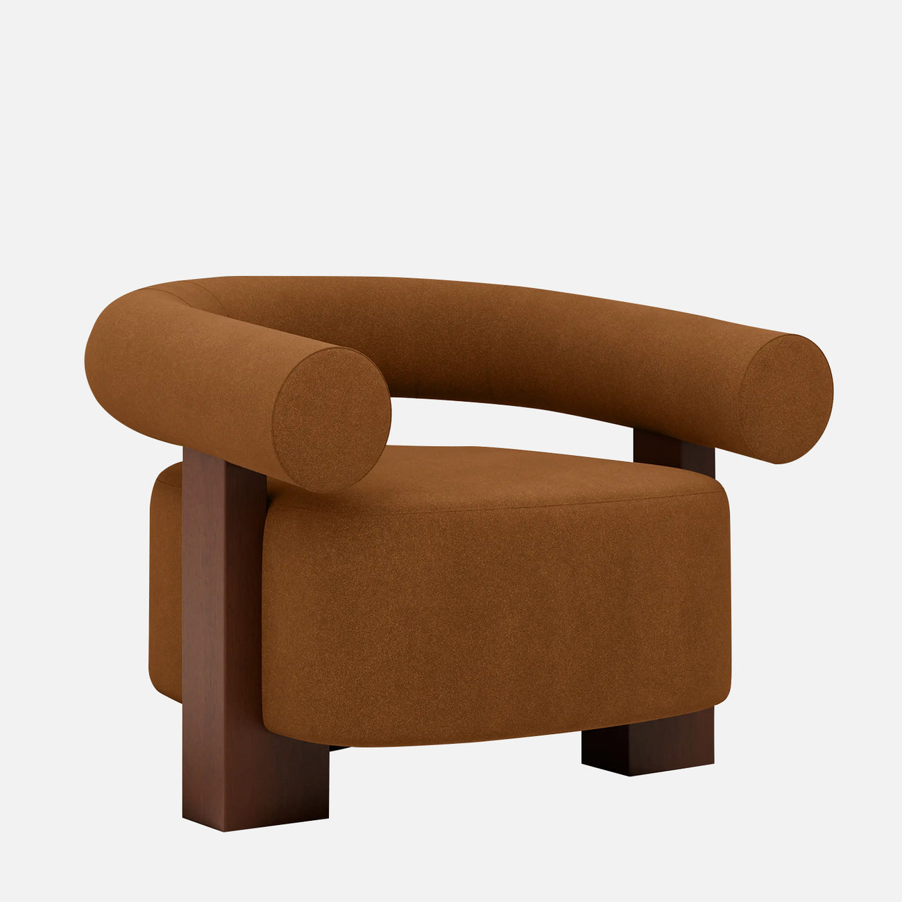 Rustova Frame Caramel Brown 1 - Seater Mohair Velvet Chair