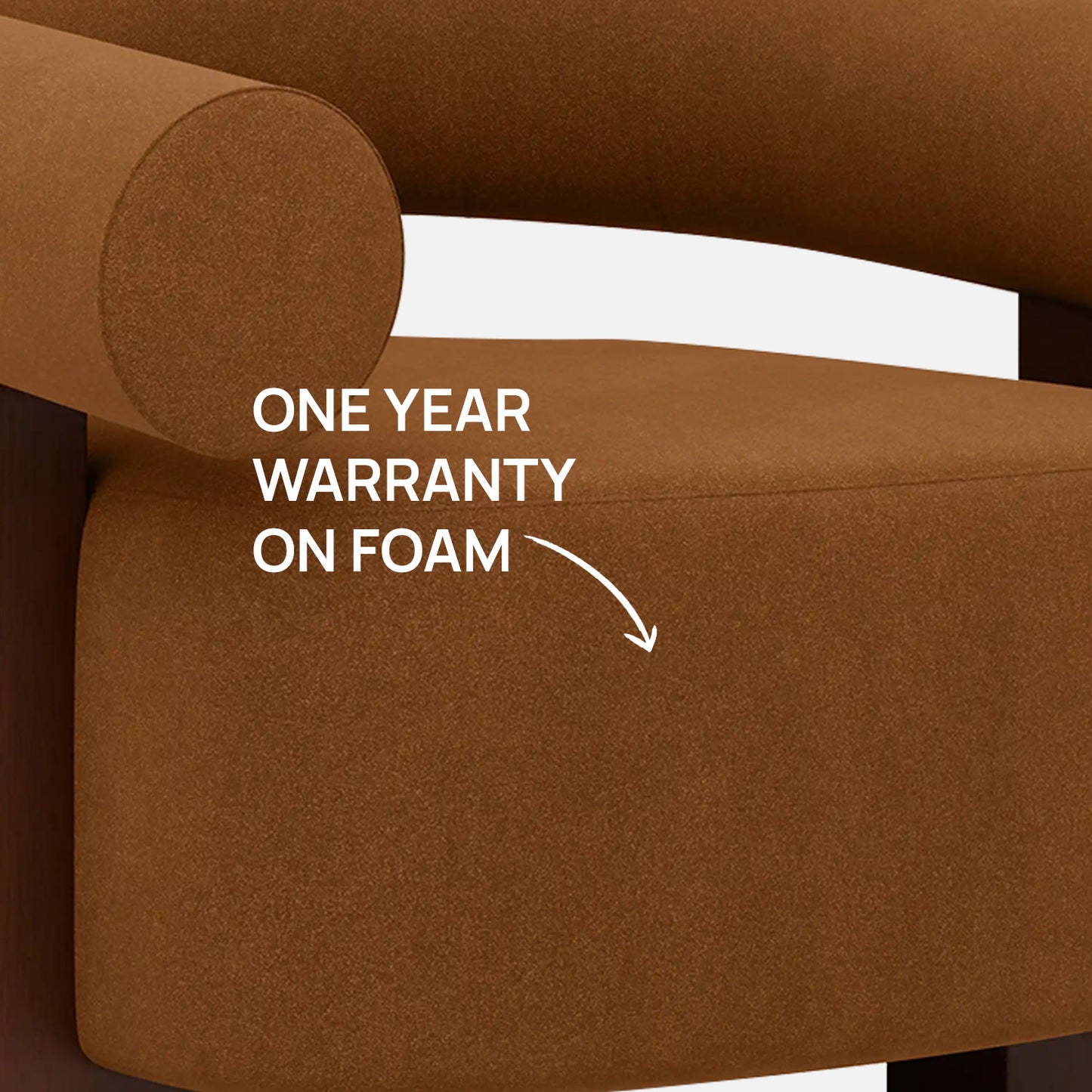 Rustova Frame Caramel Brown 1 - Seater Mohair Velvet Chair