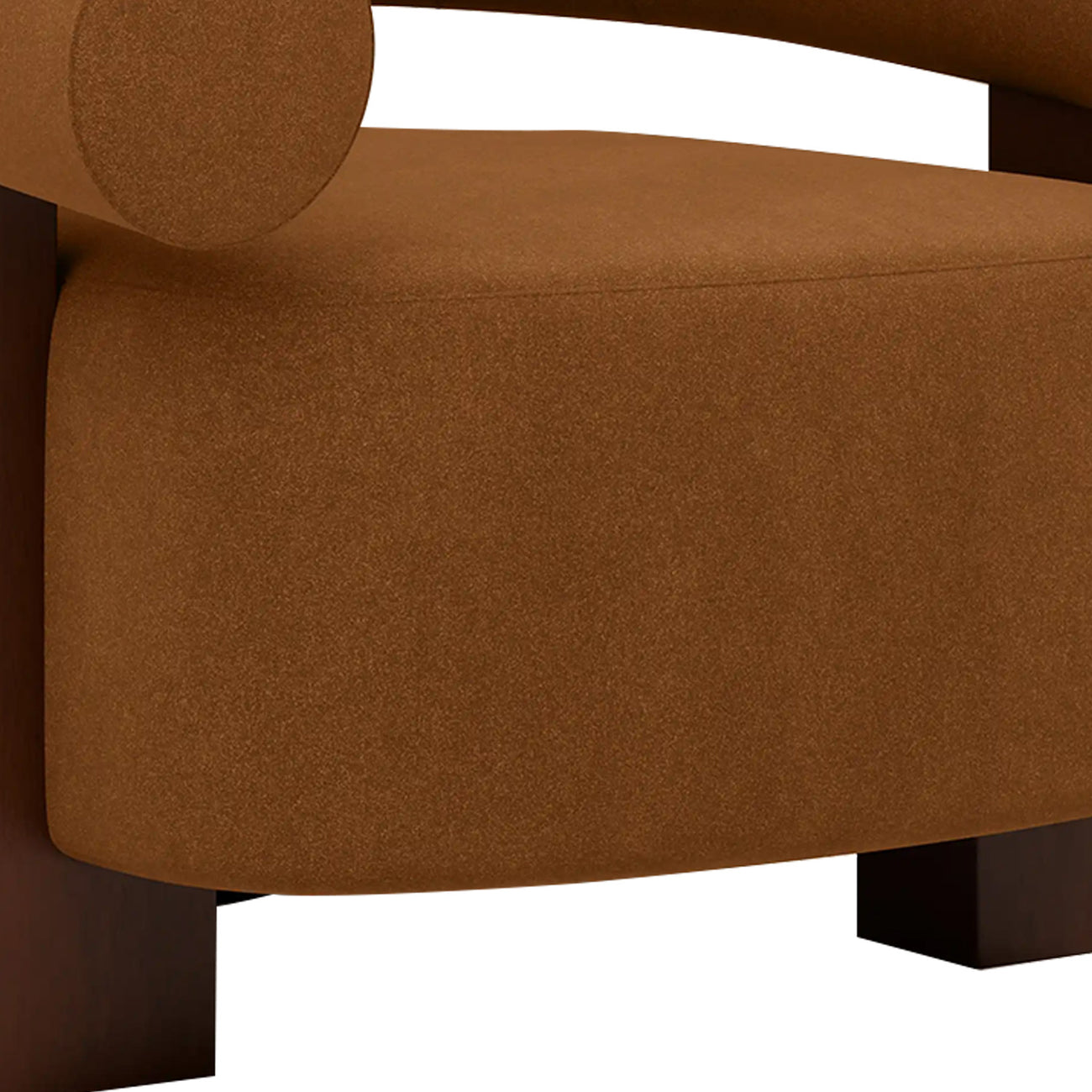 Rustova Frame Caramel Brown 1 - Seater Mohair Velvet Chair