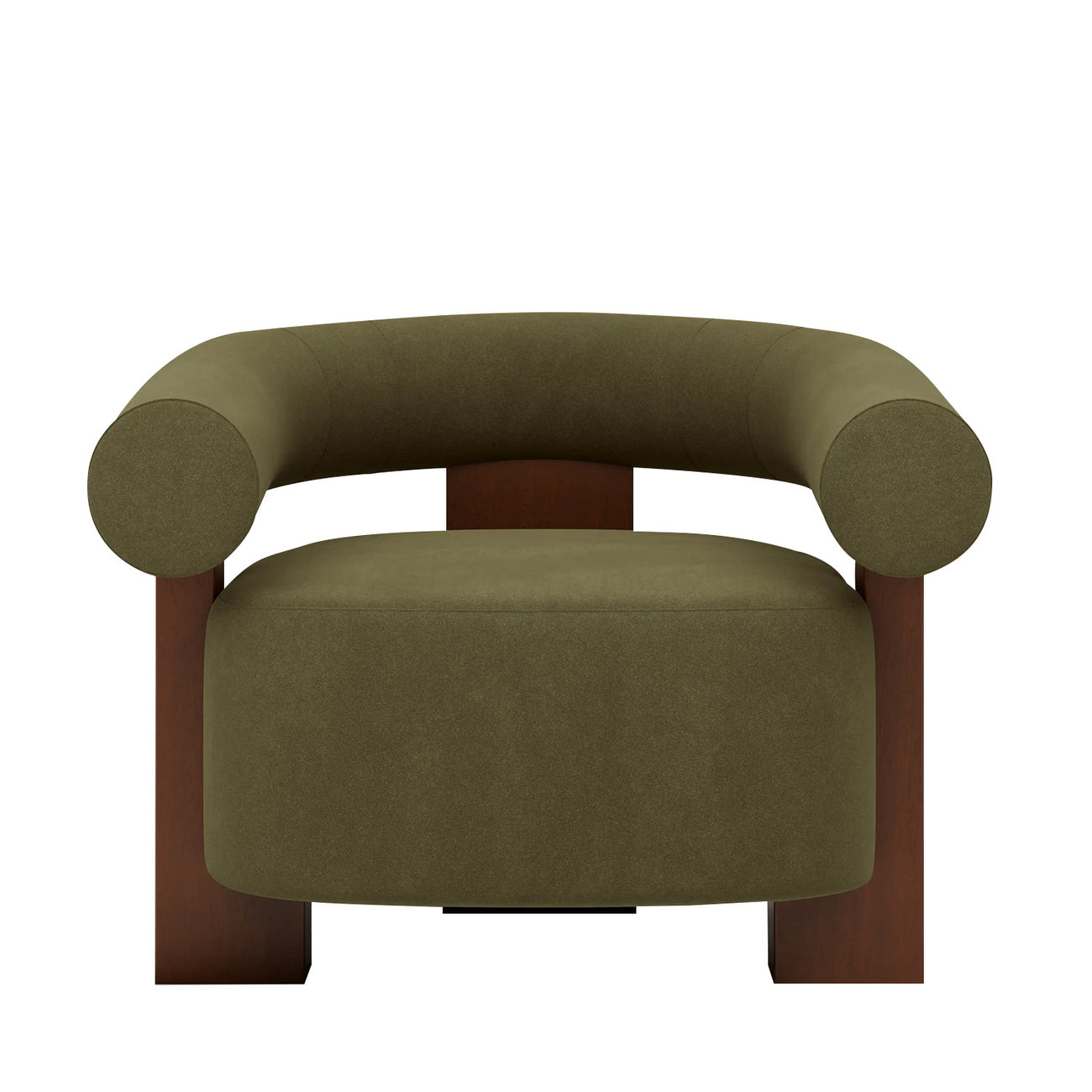 Rustova Frame Moss Green 1 - Seater Mohair Velvet Chair