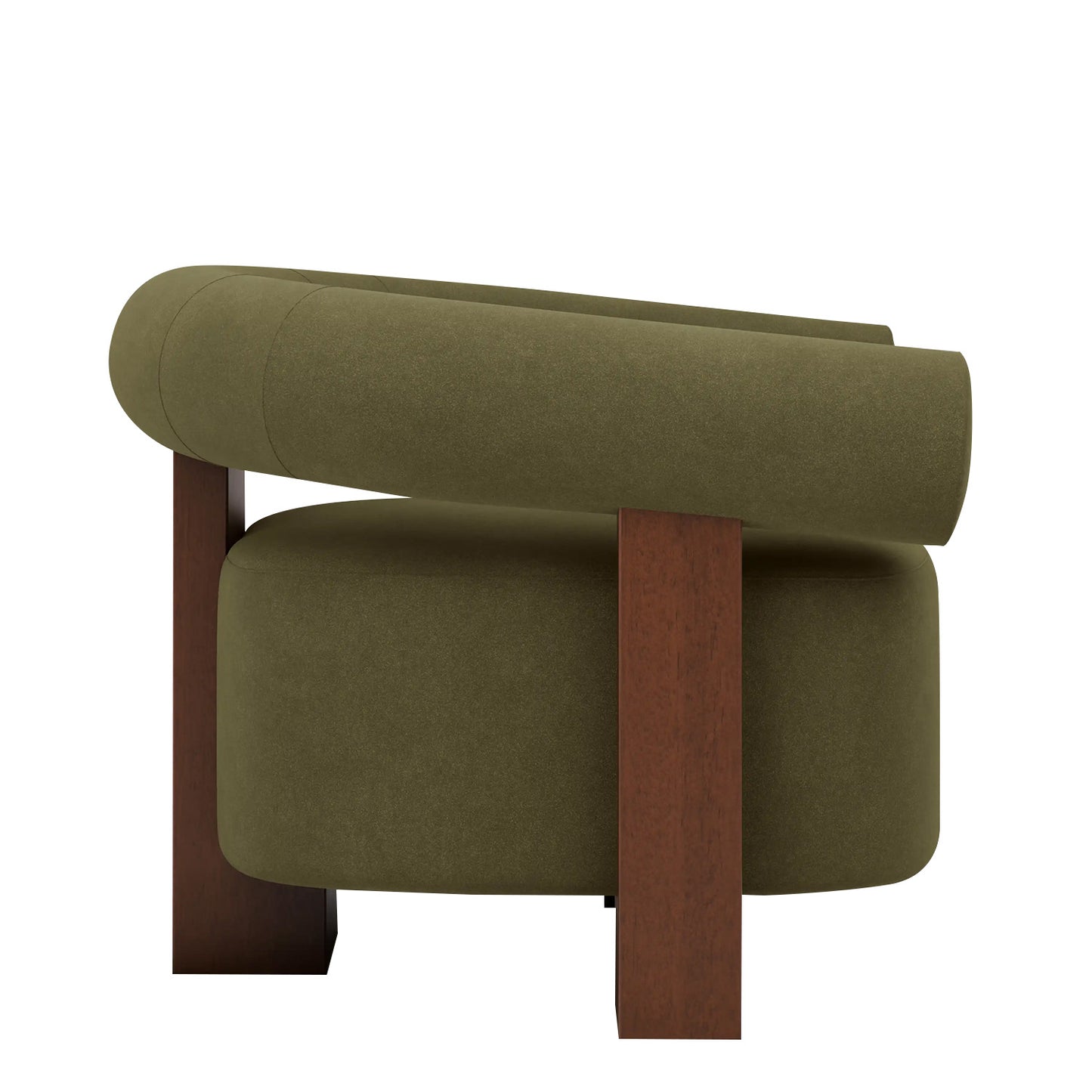 Rustova Frame Moss Green 1 - Seater Mohair Velvet Chair