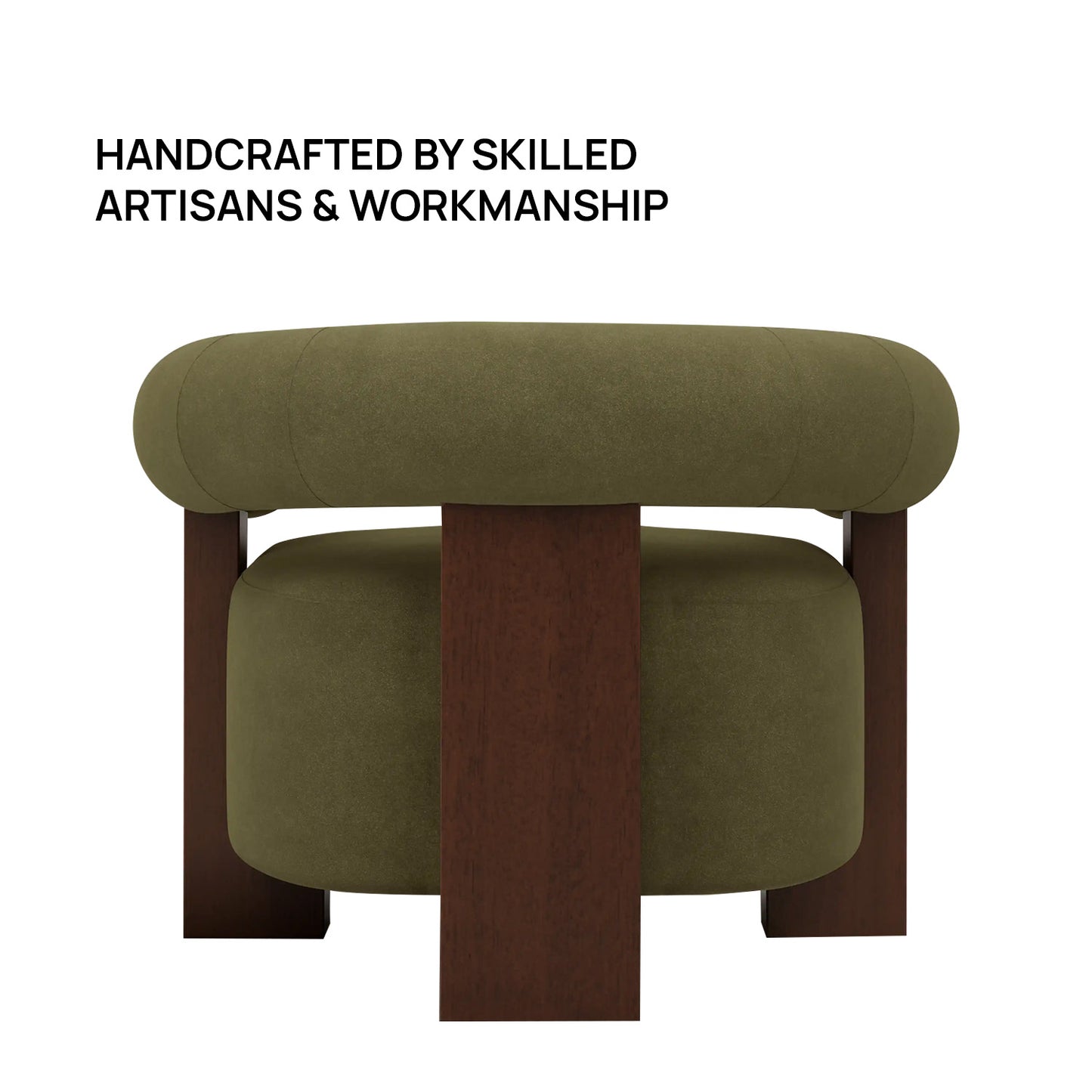 Rustova Frame Moss Green 1 - Seater Mohair Velvet Chair