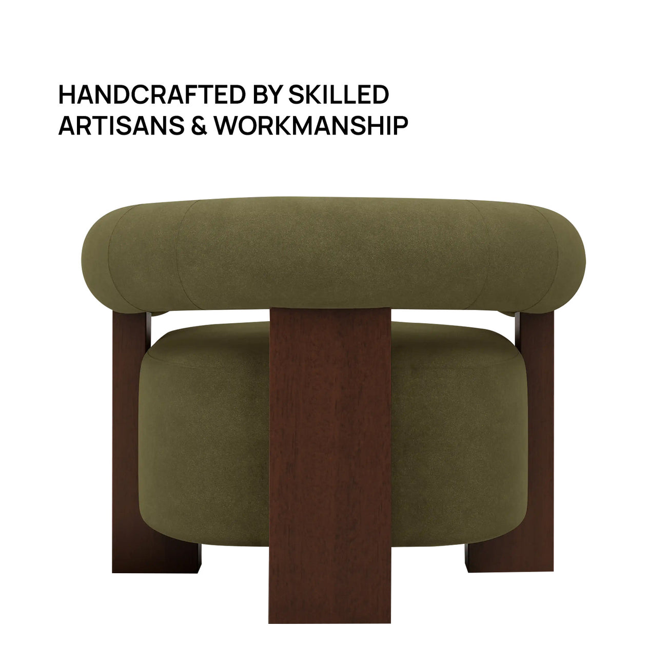 Rustova Frame Moss Green 1 - Seater Mohair Velvet Chair