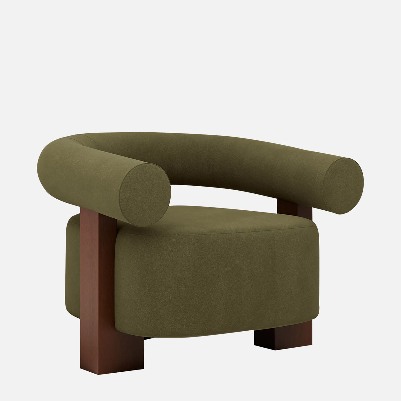 Rustova Frame Moss Green 1 - Seater Mohair Velvet Chair