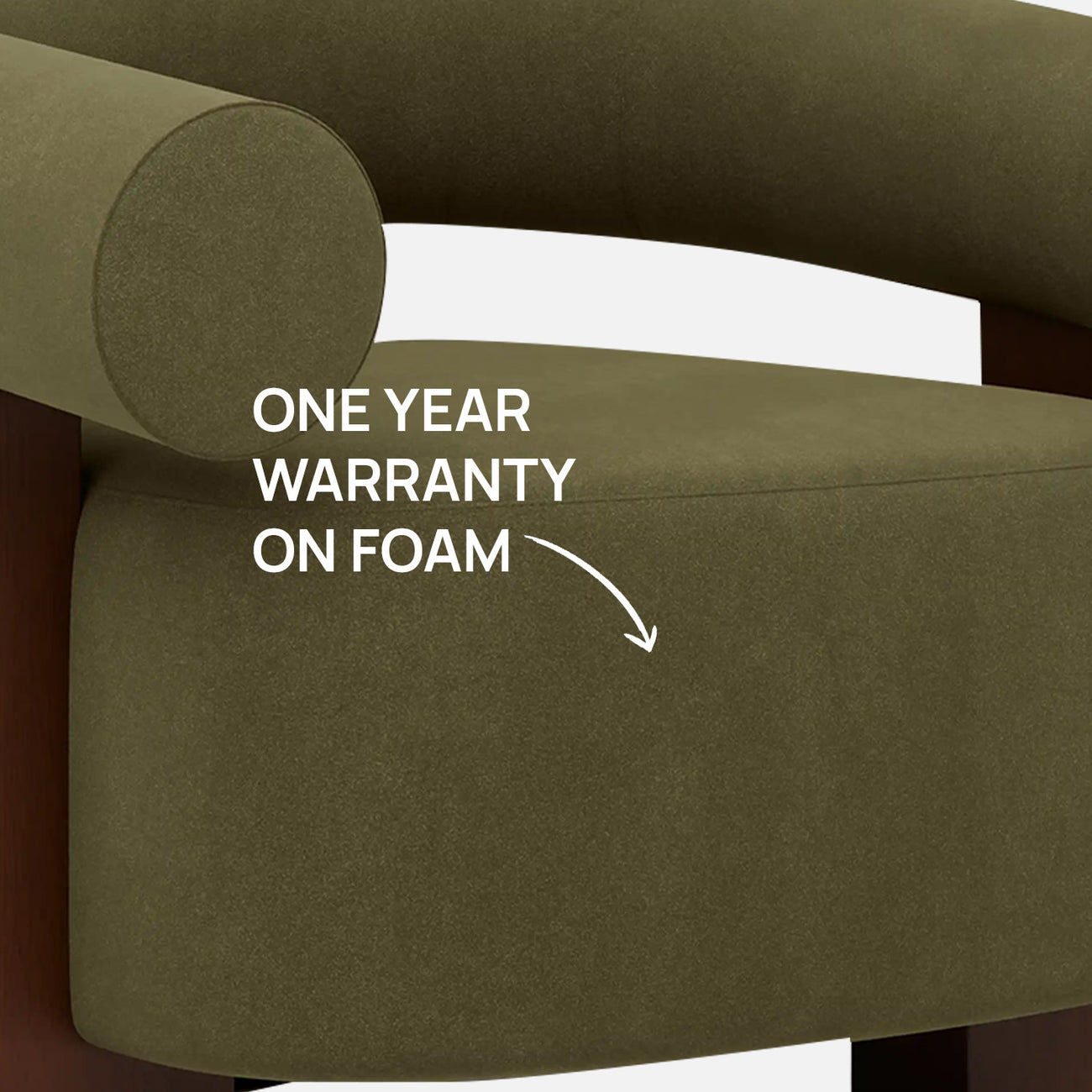Rustova Frame Moss Green 1 - Seater Mohair Velvet Chair