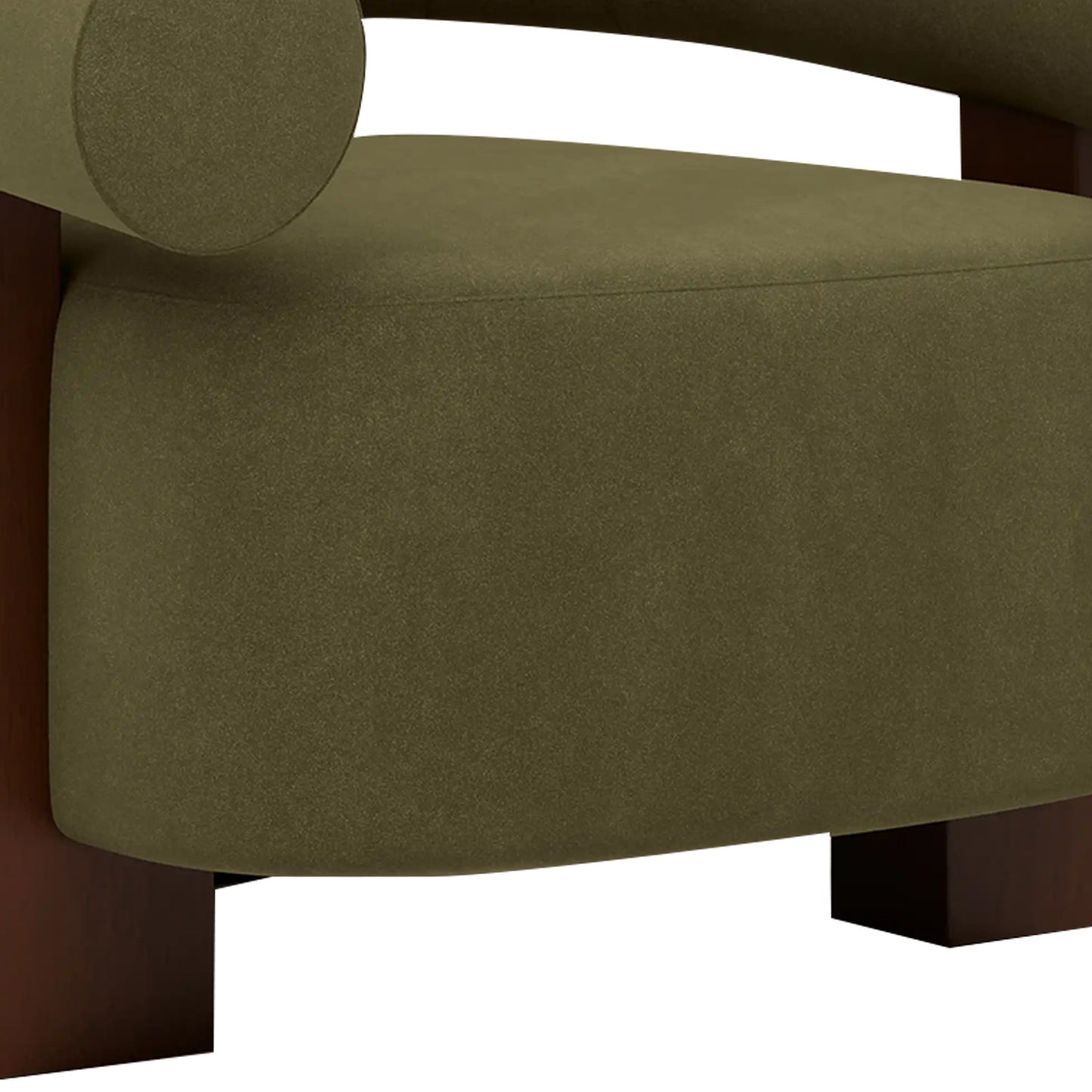Rustova Frame Moss Green 1 - Seater Mohair Velvet Chair