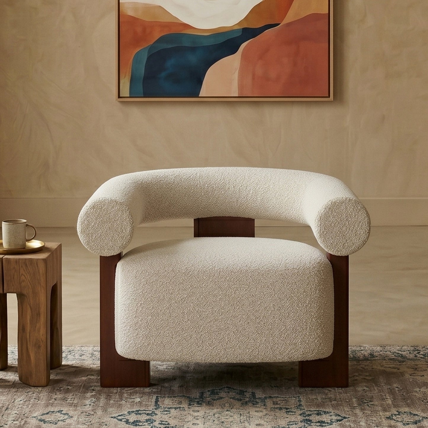 Rustova Frame Speckled Grey 1 - Seater Mohair Velvet Chair