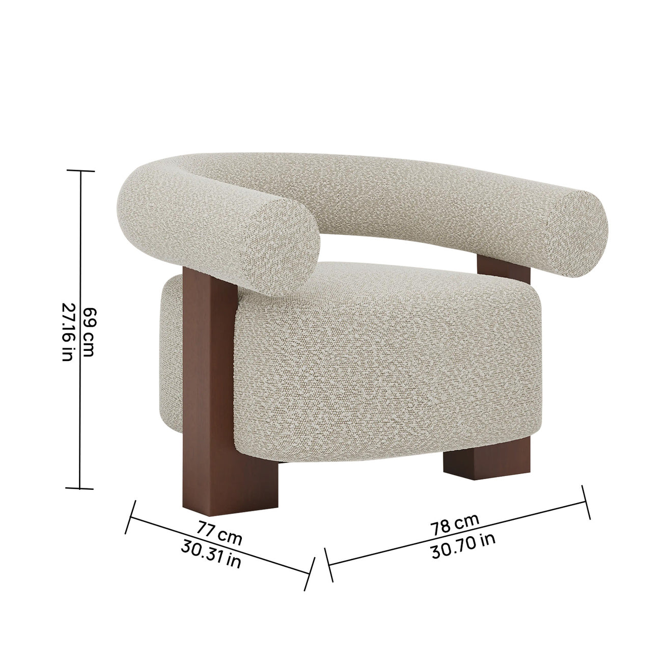 Rustova Frame Speckled Grey 1 - Seater Mohair Velvet Chair