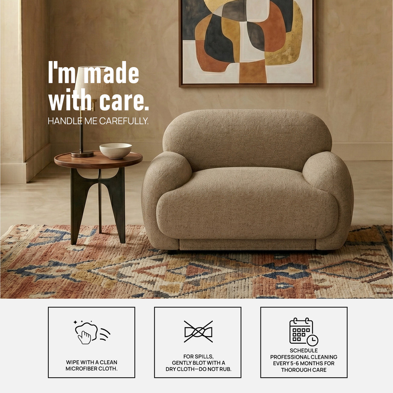 Amberly Lounge Latte 1 - Seater Boucle Chair
