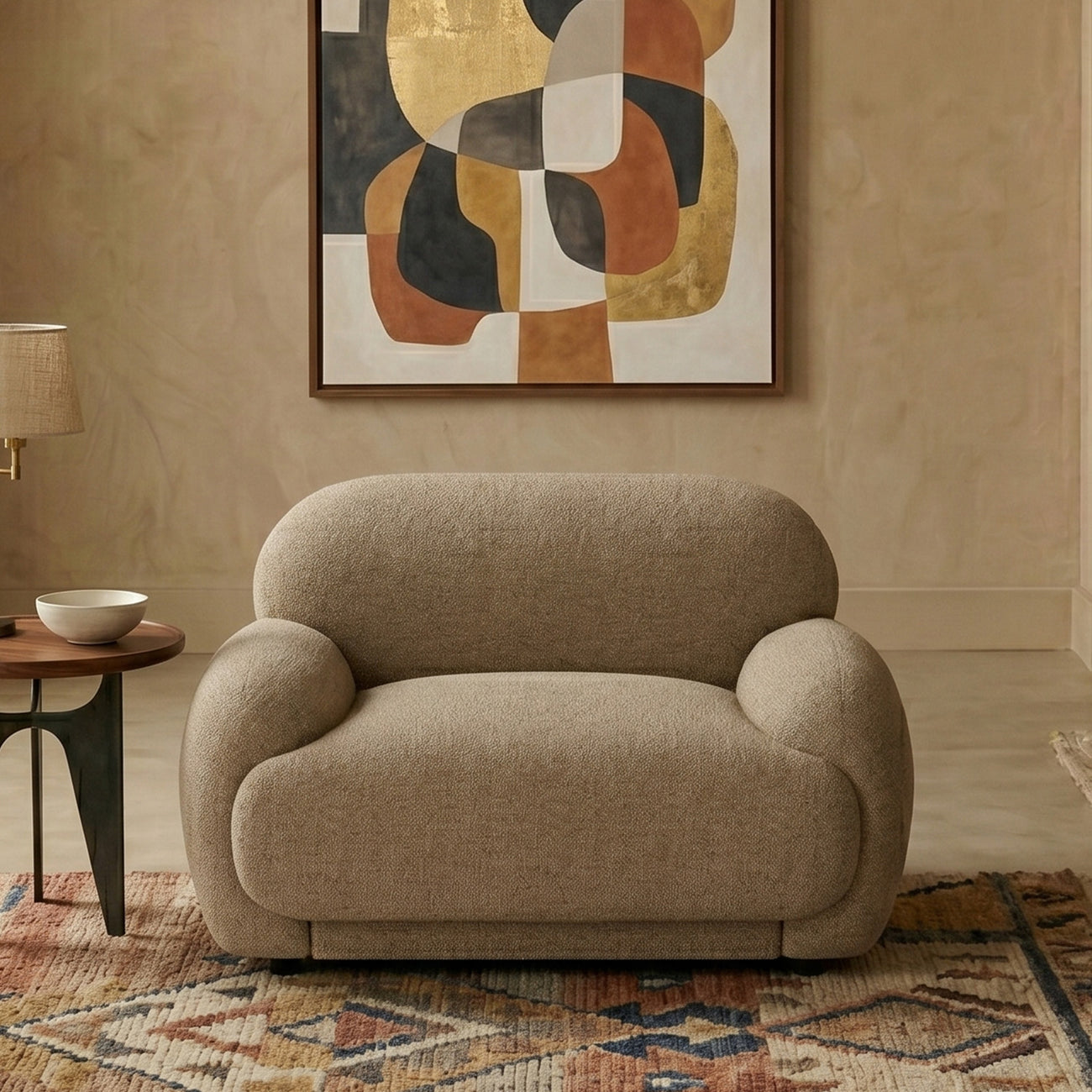 Amberly Lounge Latte 1 - Seater Boucle Chair