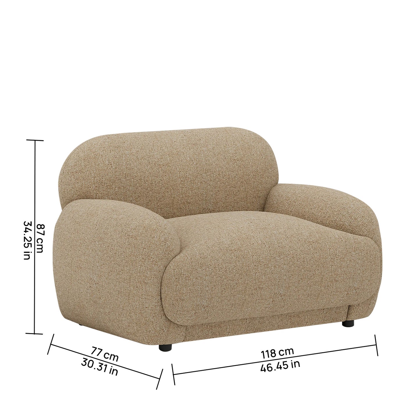 Amberly Lounge Latte 1 - Seater Boucle Chair