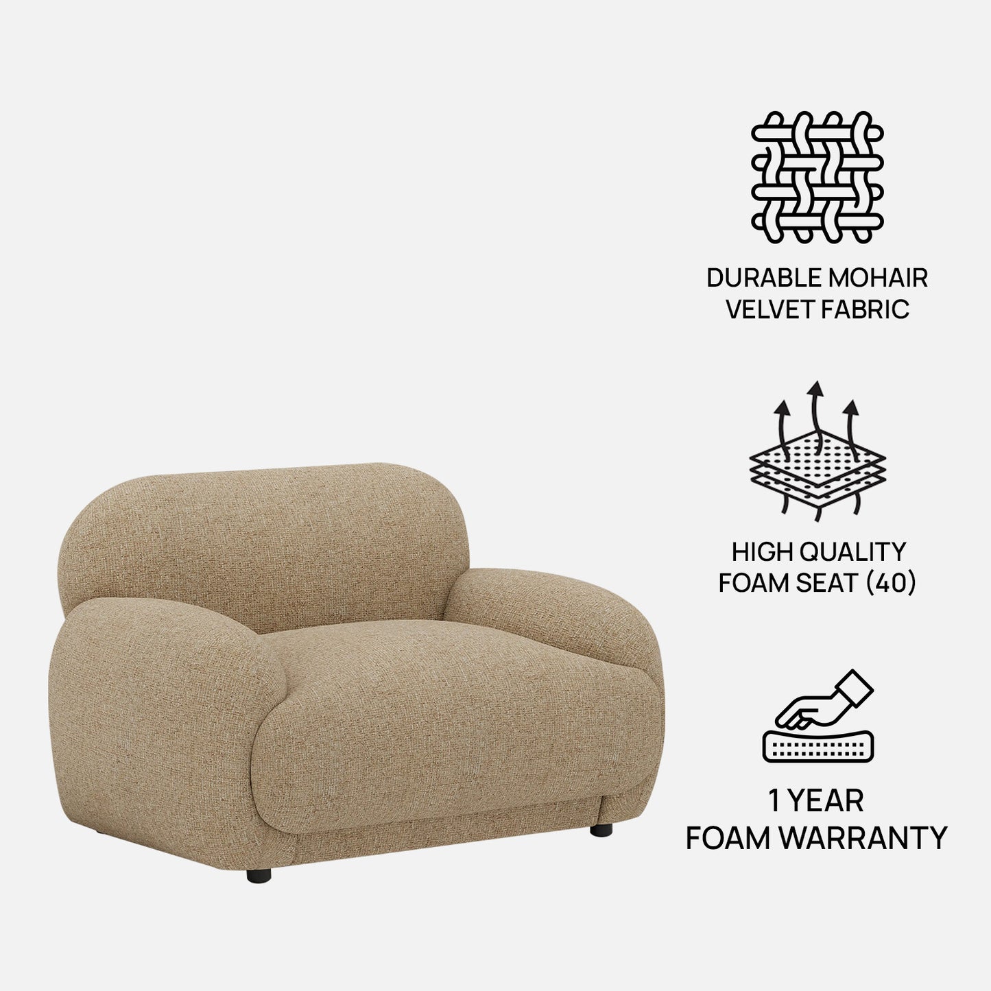 Amberly Lounge Latte 1 - Seater Boucle Chair