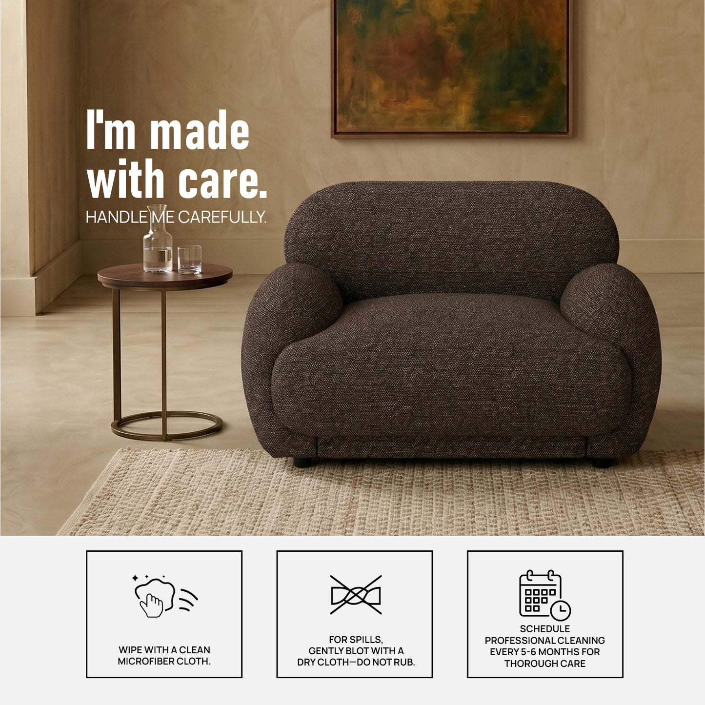 Amberly Lounge Espresso 1 - Seater Boucle Chair